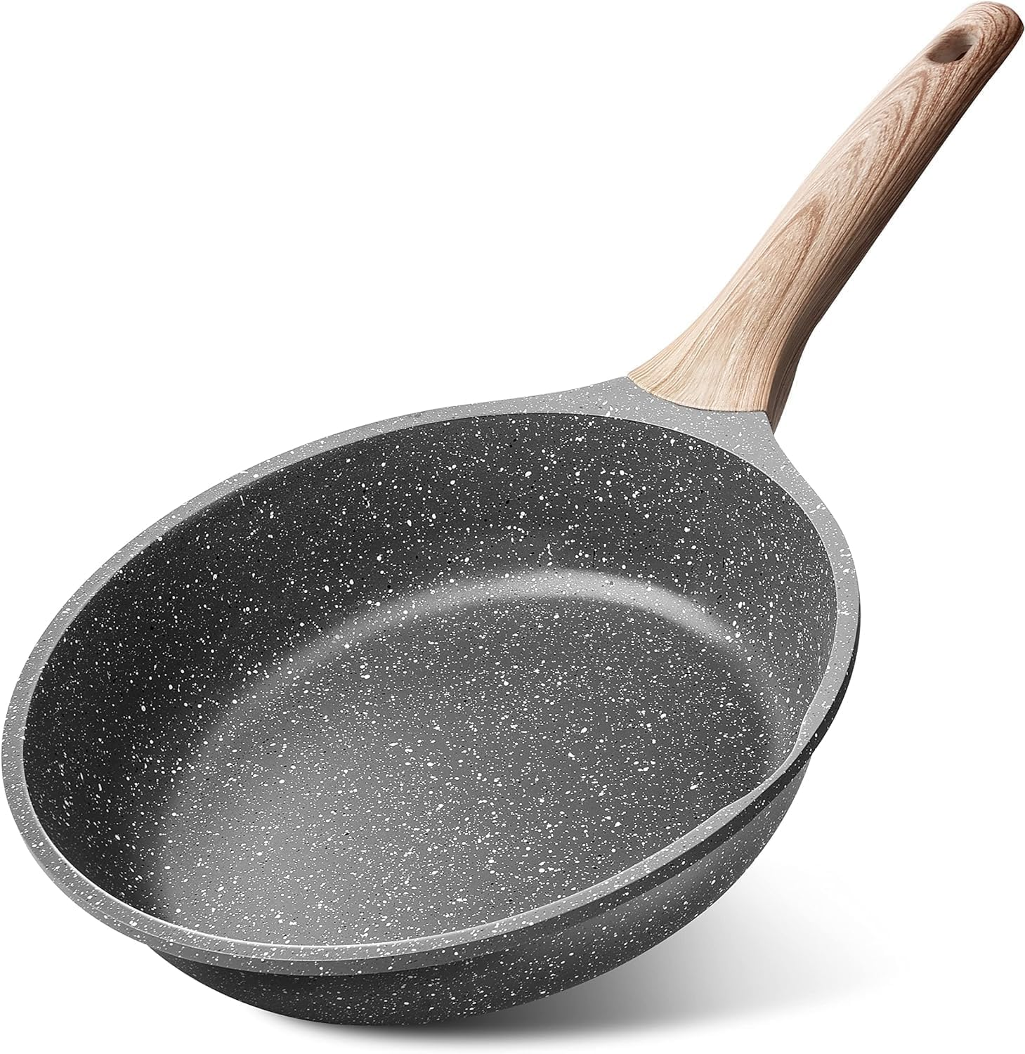 Nonstick Granite Frying Pan Skillet, Non Stick Omelette Frying Pans, Omelet Egg Pan, Stone Cookware Chef'S Pan, Induction Compatible, PFOA Free (Gray, 8 Inch)