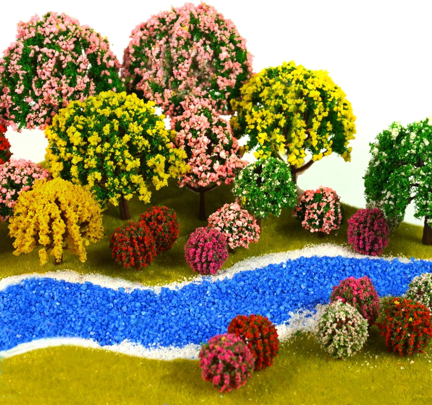 32 Pieces Model Trees 3.5Cm - 10Cm Mixed Model Tree Train Scenery Architecture Trees Fake Trees for DIY Crafts, Building Model, Scenery Landscape Natural Green