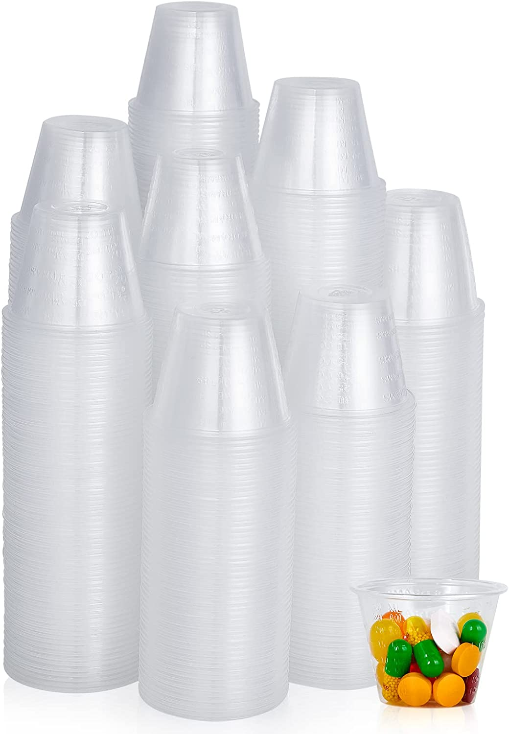 500 Pack Disposable Medicine Cups (1Oz), Medical Plastic Measuring Cups for Medical Purposes, or Mixing and Measuring Resin, Epoxy, DIY Arts & Crafts, Paint
