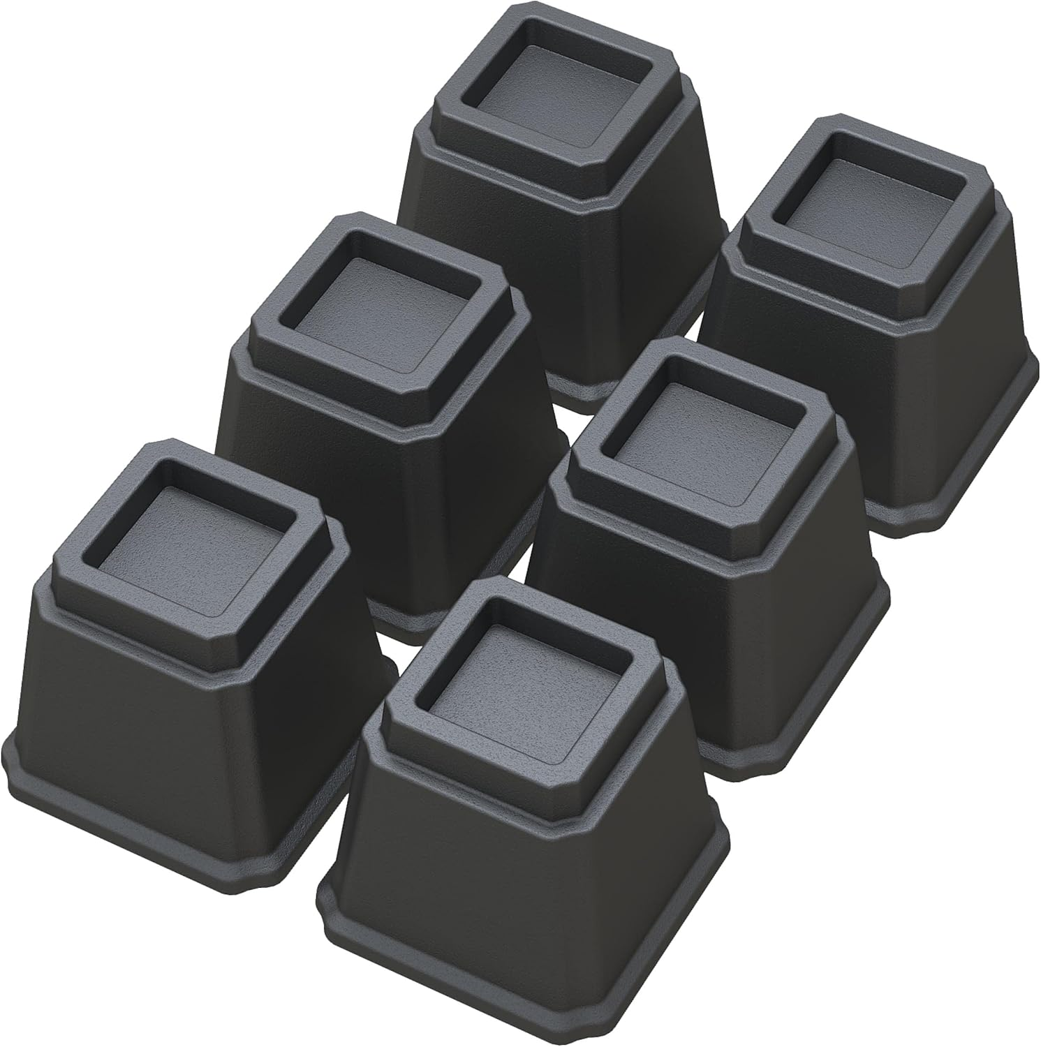 Bed Risers Heavy Duty 5 Inches Bed Elevators, Set of 6 Lifts up 3,000 Lbs Furniture Riser for Sofa and Table, Black
