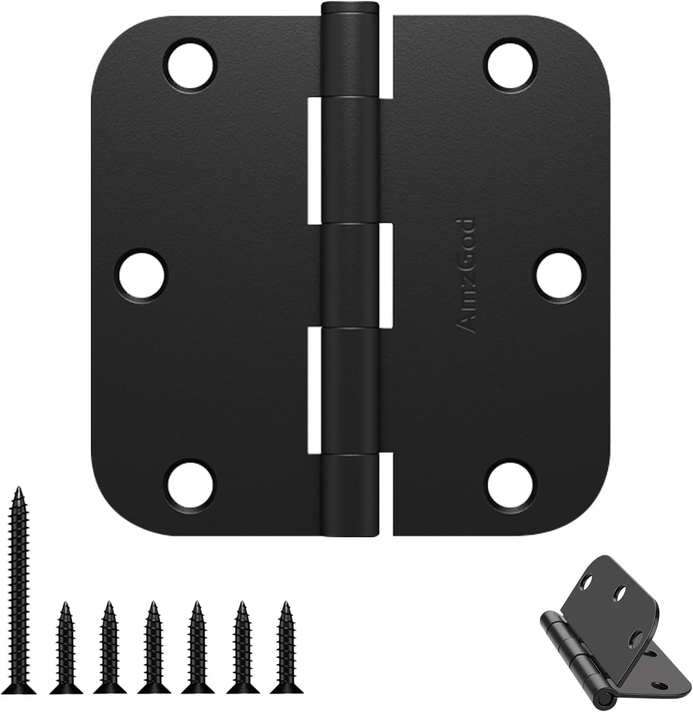Door Hinges Matte Black - 54 Pack Black Door Hinges 3.5 Inch Rounded Interior Door Hinge with 5/8
