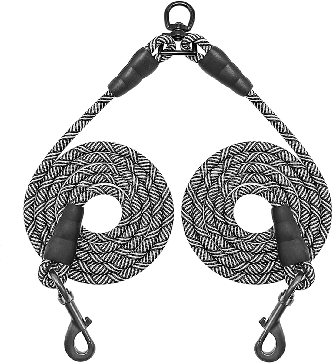 5 FT Double Dog Leash Coupler, Extension Rope for Two Dogs Walking, No Tangle Dual Strong Dog Lead Splitter, for Large Strong Medium Dogs (3/8