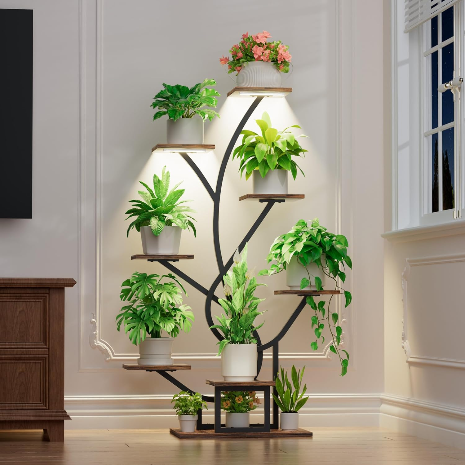 Plant Stand Indoor with Grow Lights - 8 Tiered Corner Plant Shelf Indoor, 50
