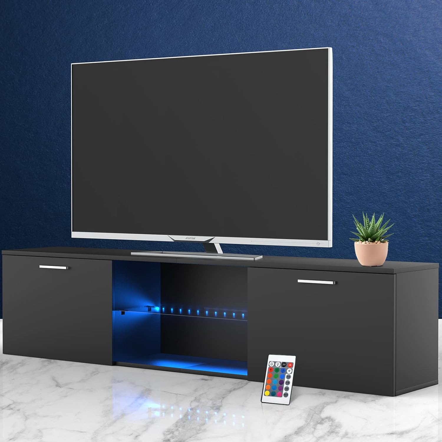 Advwin TV Unit Cabinet, 160cm Entertainment Unit, Wooden TV Stand Cabinet, Mo... - Picture 9 of 13