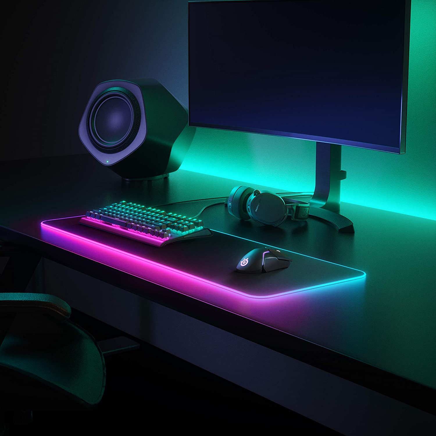 SteelSeries QcK Gaming Mouse Pad - XL RGB Prism Cloth - Sized to Cover Desks - Picture 4 of 13