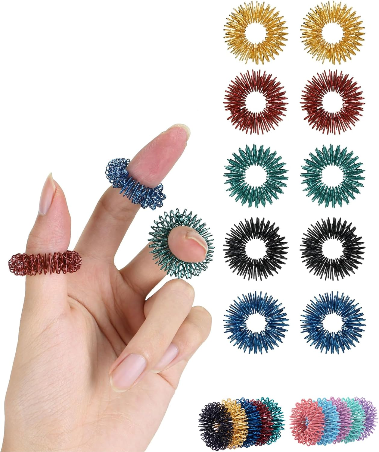 - Spiky Sensory Rings, 10 Pack, Stress Relief Fidget Sensory Toys, Fidget Rings, Fidget Ring for Anxiety, Stress Relief Rings, Massager for Fidget ADHD Autism