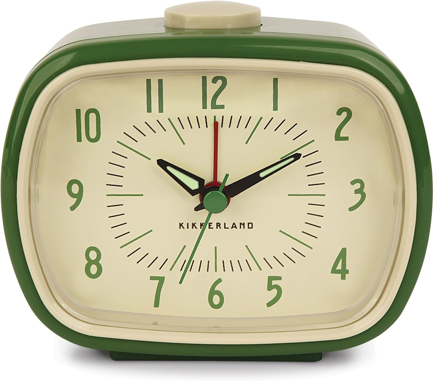 Retro Alarm Clock – Vintage Decor for Bedroom, Nightstand, Living Room, or Office – Battery Operated, Glow in the Dark, Decorative Analog Clock, Green