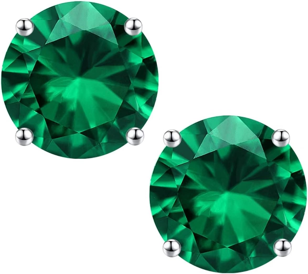 Birthstone Earrings for Women - S925 Sterling Silver Stud Earring 12 Months Birthstone Stud Earrings for Women Her Jewelry Gifts