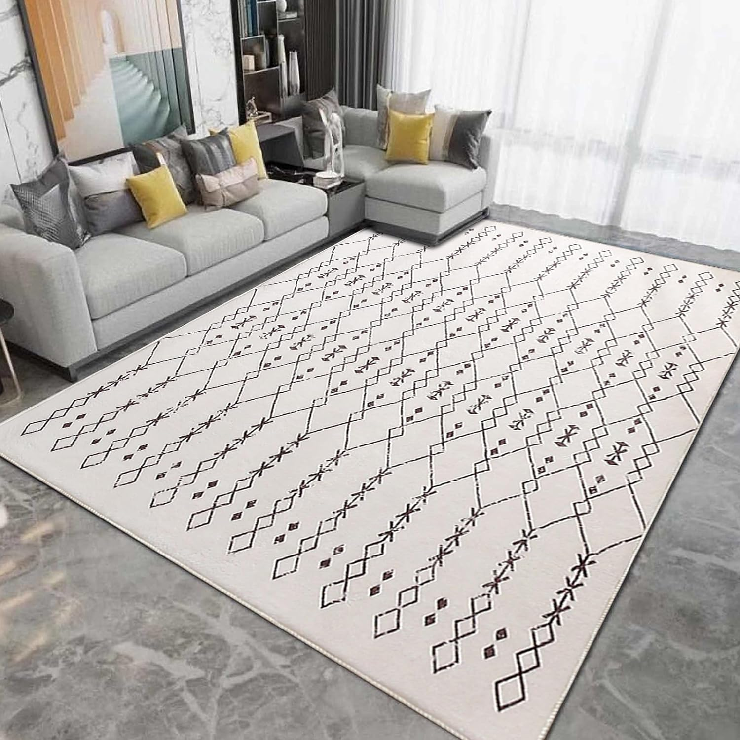 Leesentec Moroccan Area Rugs 200X250cm Living Room Rugs Modern Abstract Rug G... - Picture 3 of 6