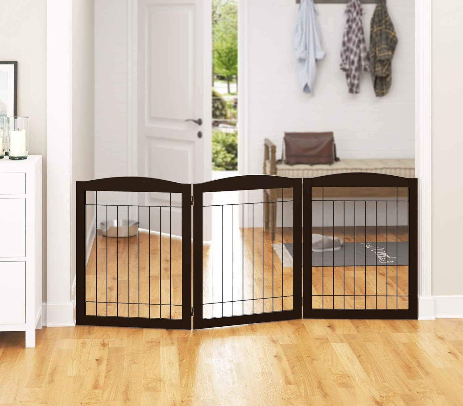 72” Extra Wide Dog Gate for the House, Doorway, Stairs, Freestanding Foldable Wire Pet Gate, Pet Puppy Safety Fence,30