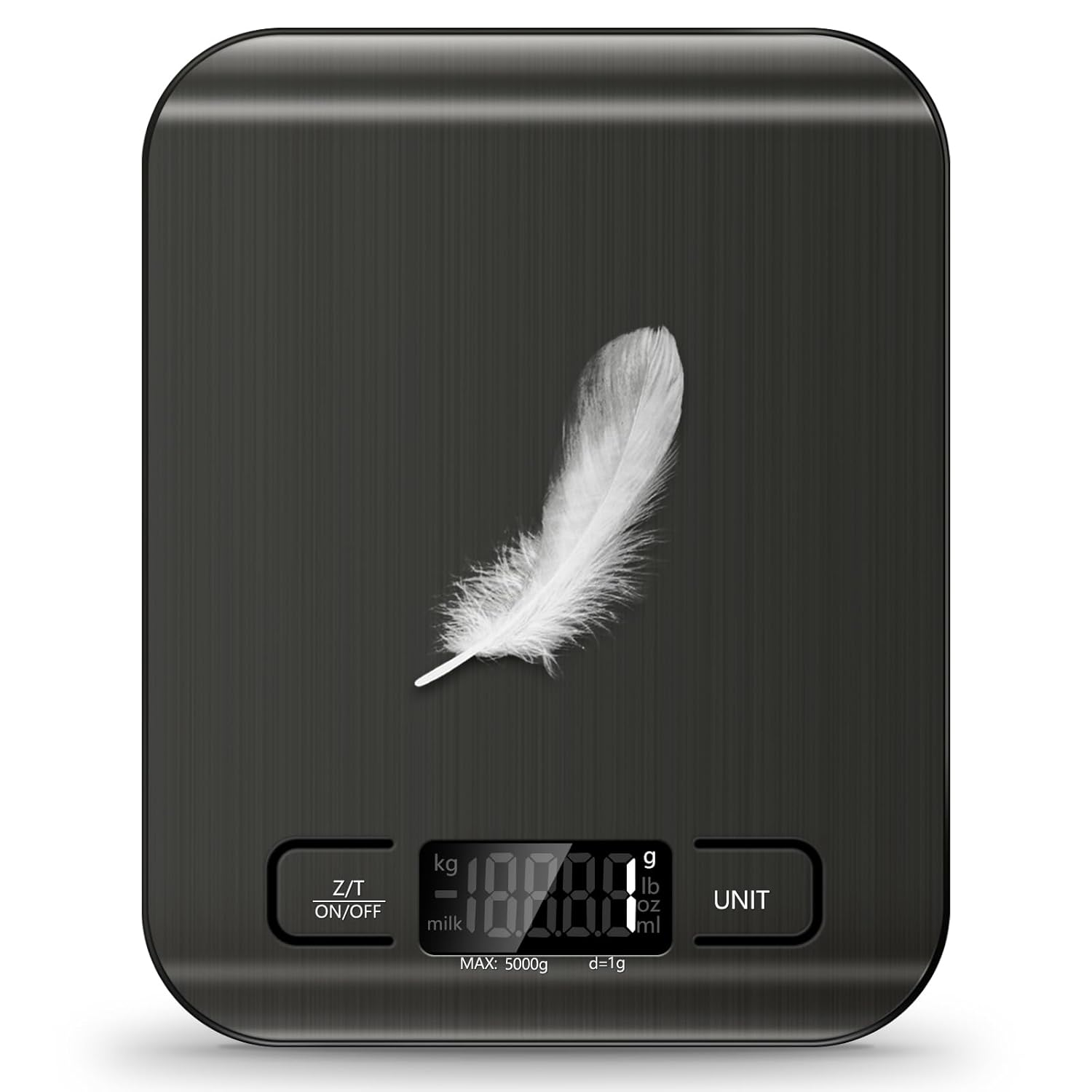 Food Scale, 11Lb Kitchen Scale with 6 Units Tare Function & LCD Display, 0.05Oz/1G Stainless Steel Digital Food Scale Grams and Ounces for Baking, Cooking, Dieting and Meal Prep (Black)