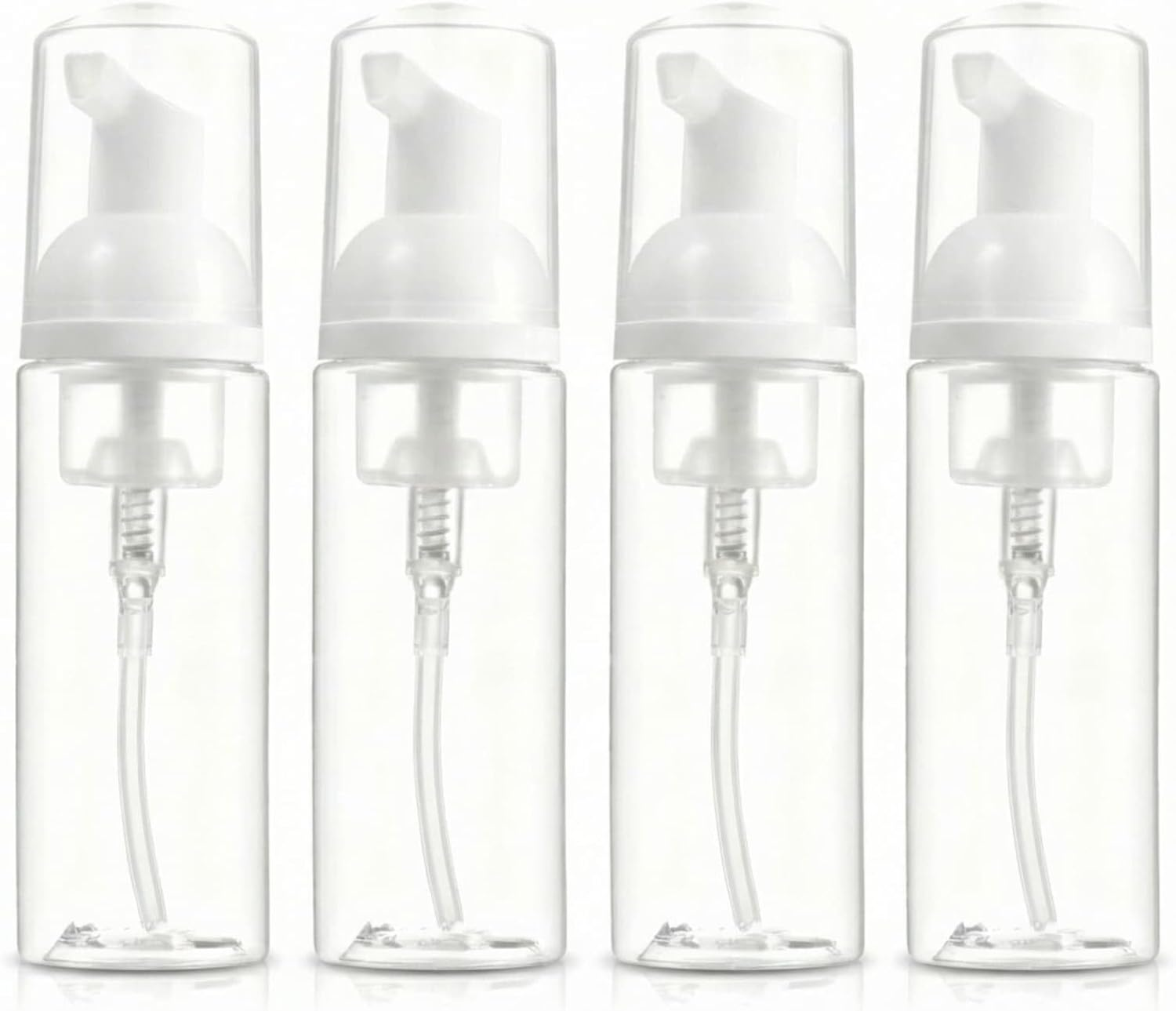 4 Pcs 2 Oz Foam Pump Dispenser Empty Pump Bottles for Travel Cleaning Clear Foaming Soap Pump for Hand Soap Cleanser Shampoo (Transparent)