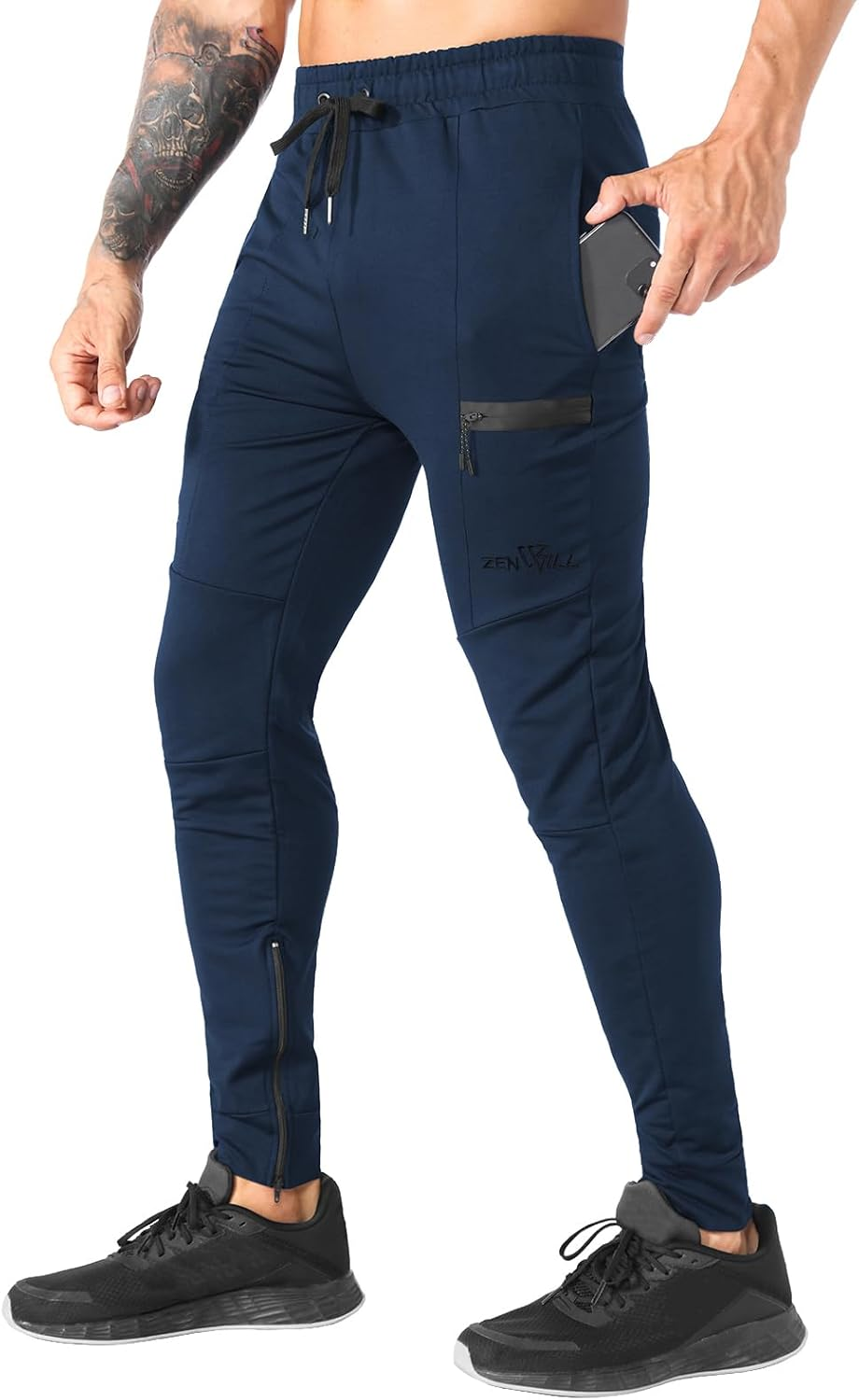 ZENWILL Mens Zip Gym Joggers Track Pants,Men's Casual Workout Sweatpants with... - Picture 11 of 16