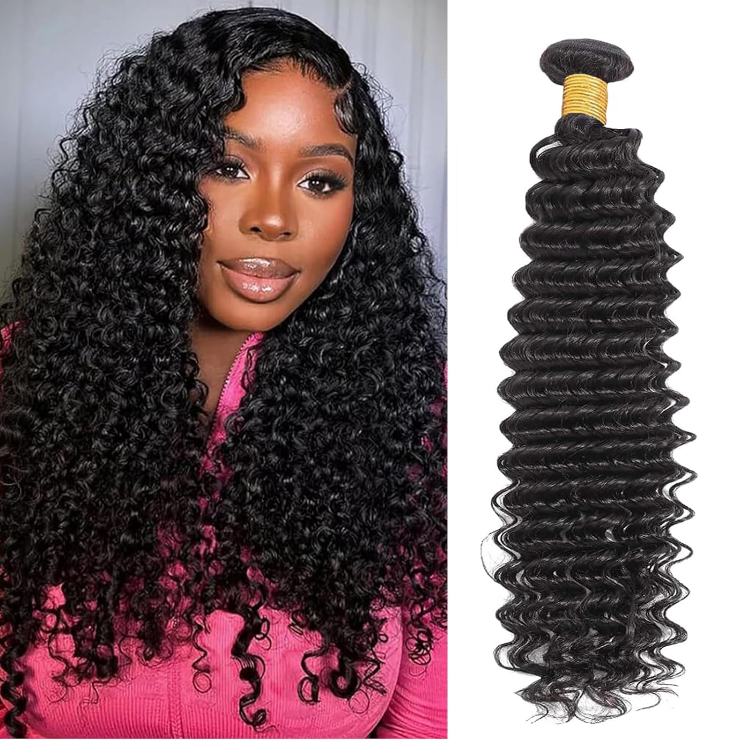 28 Inch Deep Wave Human Hair Bundles Wet and Wavy Single Bundle for Women