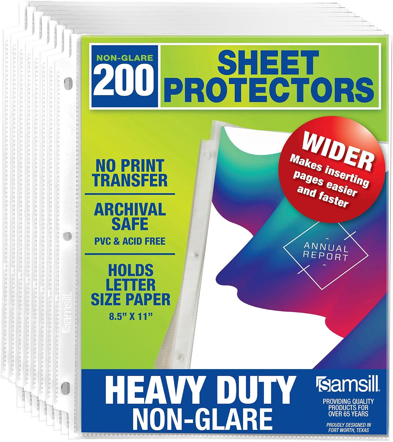200-Pack Clear Sheet Protectors - Top Loading, 8.5x11 Inch, For 3-Ring Binders