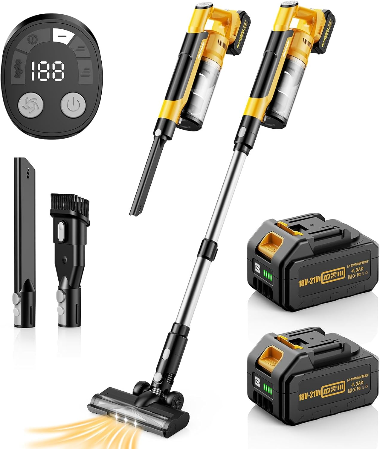 V1 Cordless Vacuum with Extra 8000Mah Battery, 700W Brushless Vacuum Cleaners for Home, 6 in 1 Electric Stick Vacuum Withwith Hepa Filter, Best Cordless Vacuum for Pet Hair/Hardwood Floor