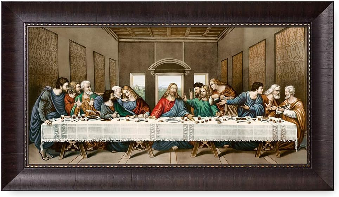 - the Last Supper by Leonardo Da Vinci. Oil Painting Reproduction, Giclee Print on Canvas. Ready to Hang Framed Wall Art for Home and Office Decor. Total Size W/Frame: 28X16