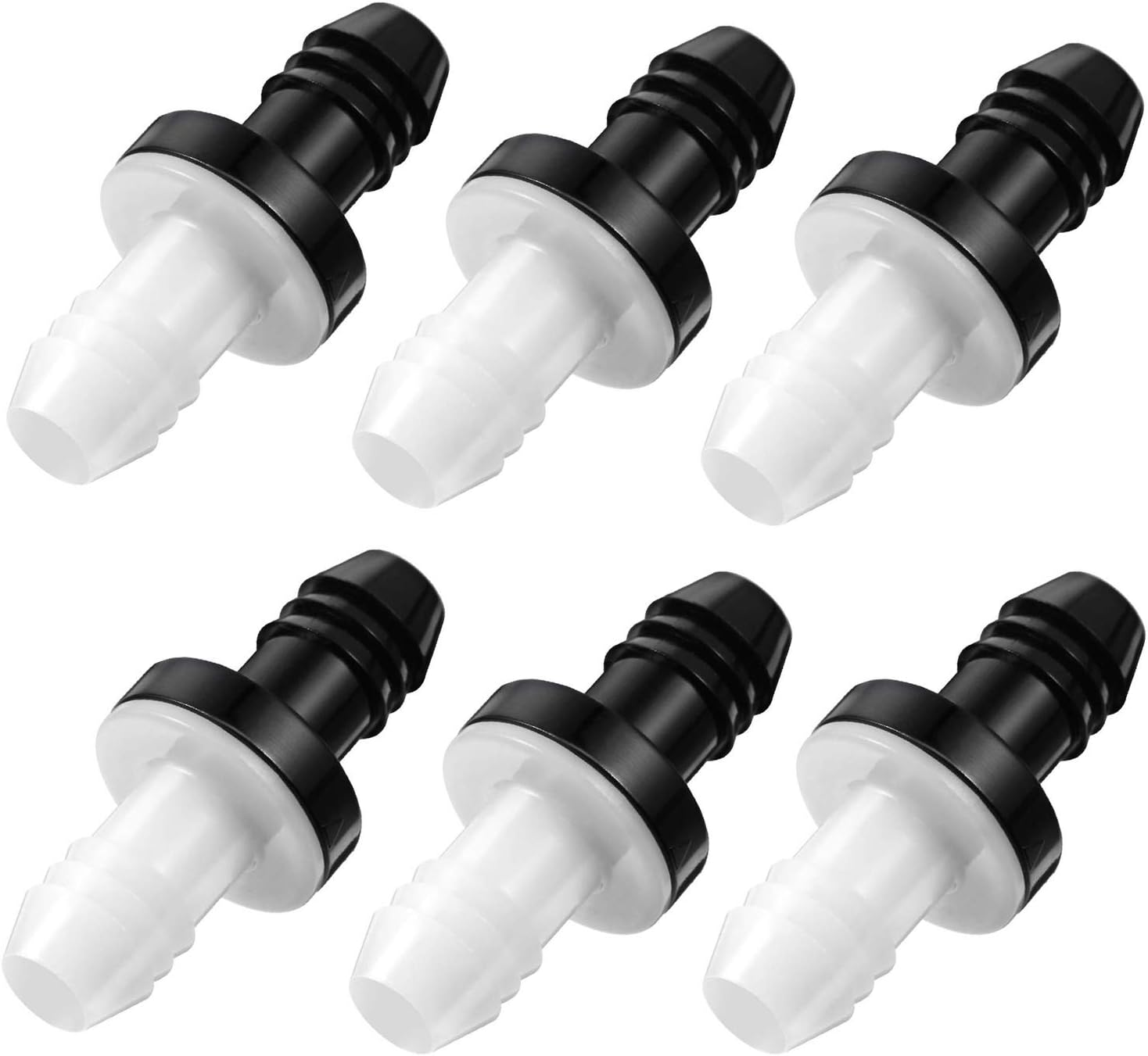 6 Pieces One Way Inline Check Valve Bulk 3/8 Inch 10 Mm ABS Plug-In Check Valve Fuel Water Gas Air One-Way for Liquids and Gas