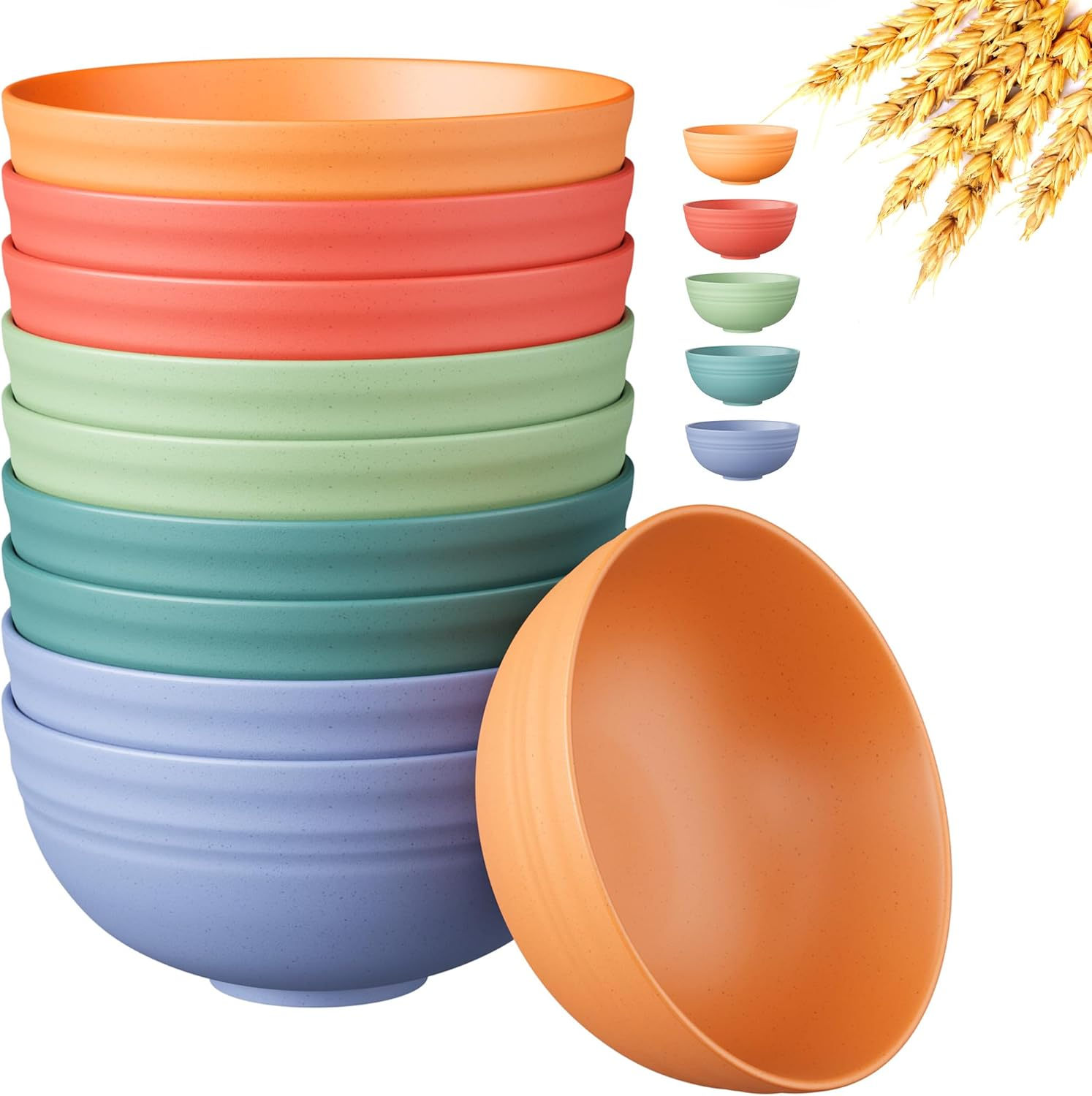 Set 10 tazones de trigo irrompibles para cereal y sopa aptos para microondas