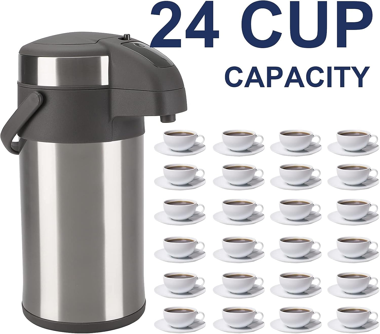 Olerd 4.0 Litre Pump Jugs Thermos Flasks Coffee Dispenser, Stainless Steel Do... - Picture 3 of 13