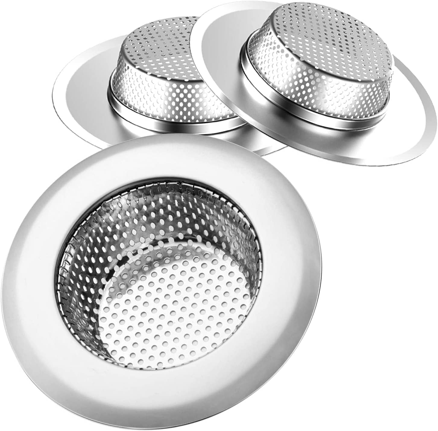 Paquete de 3 coladores para fregadero de cocina de acero inoxidable