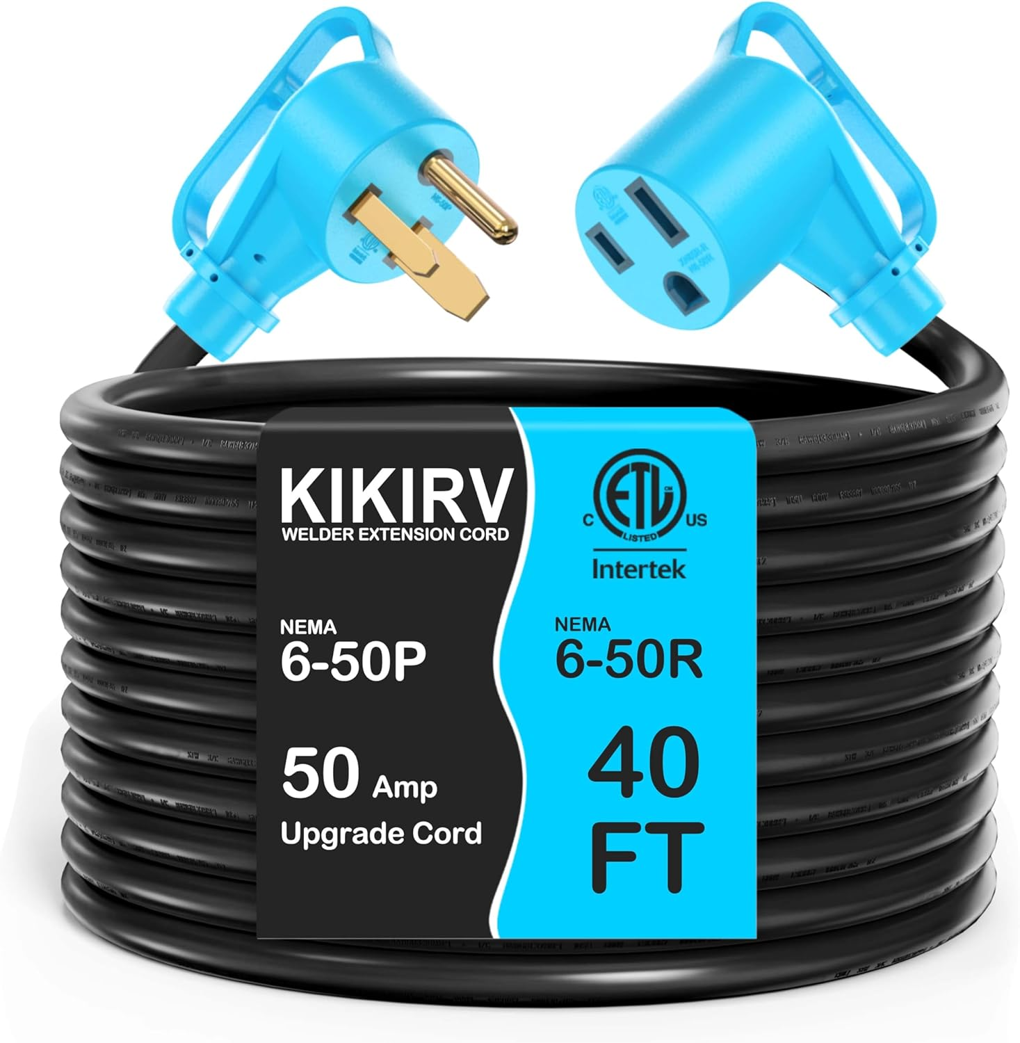 50Amp 40FT Welder Extension Cord 10 AWG, 250V NEMA 6-50P to 6-50R Heavy Duty Power Extension Cord for Welder Plasma MIG TIG Cutter