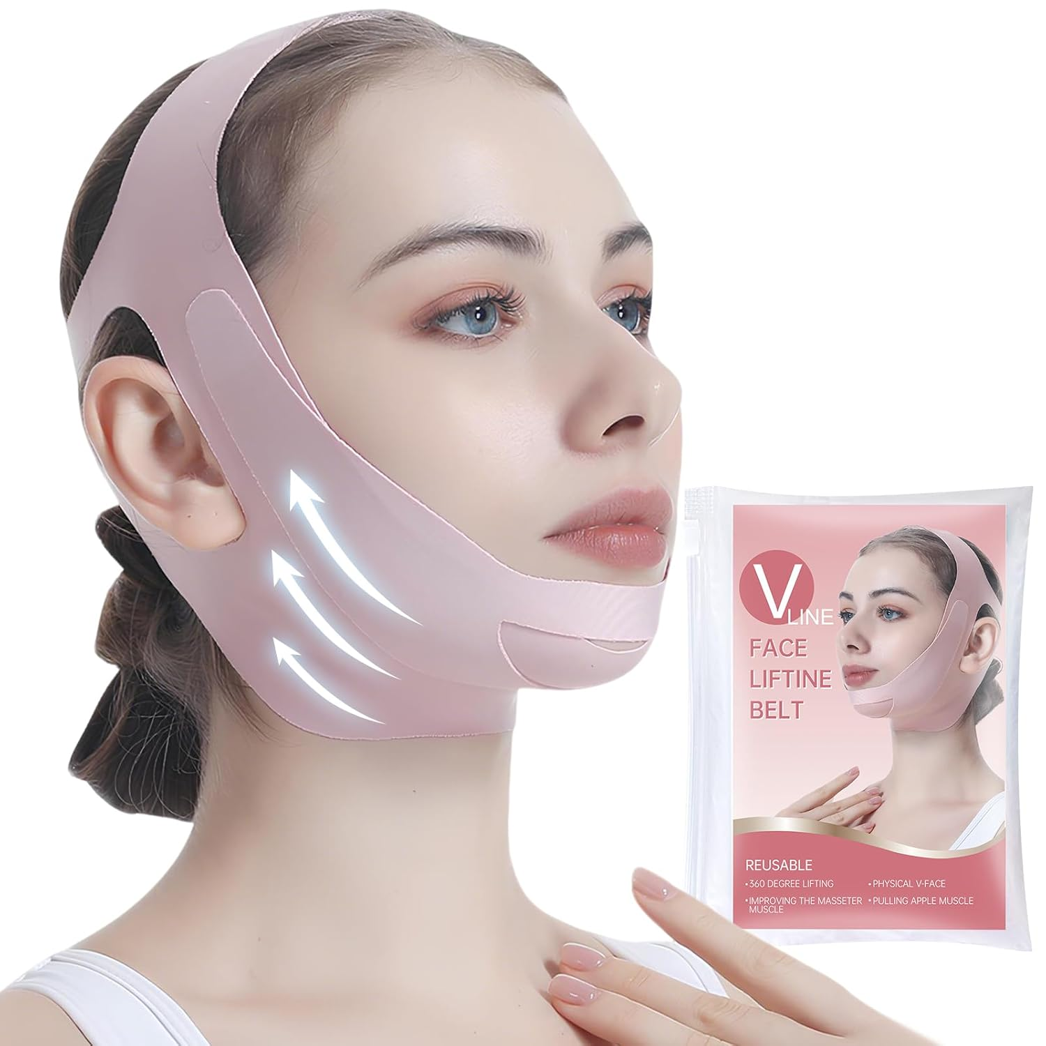 Cinturón de lifting facial - Mascarilla de lifting en forma de V, correa para la barbilla, cinta de lifting facial