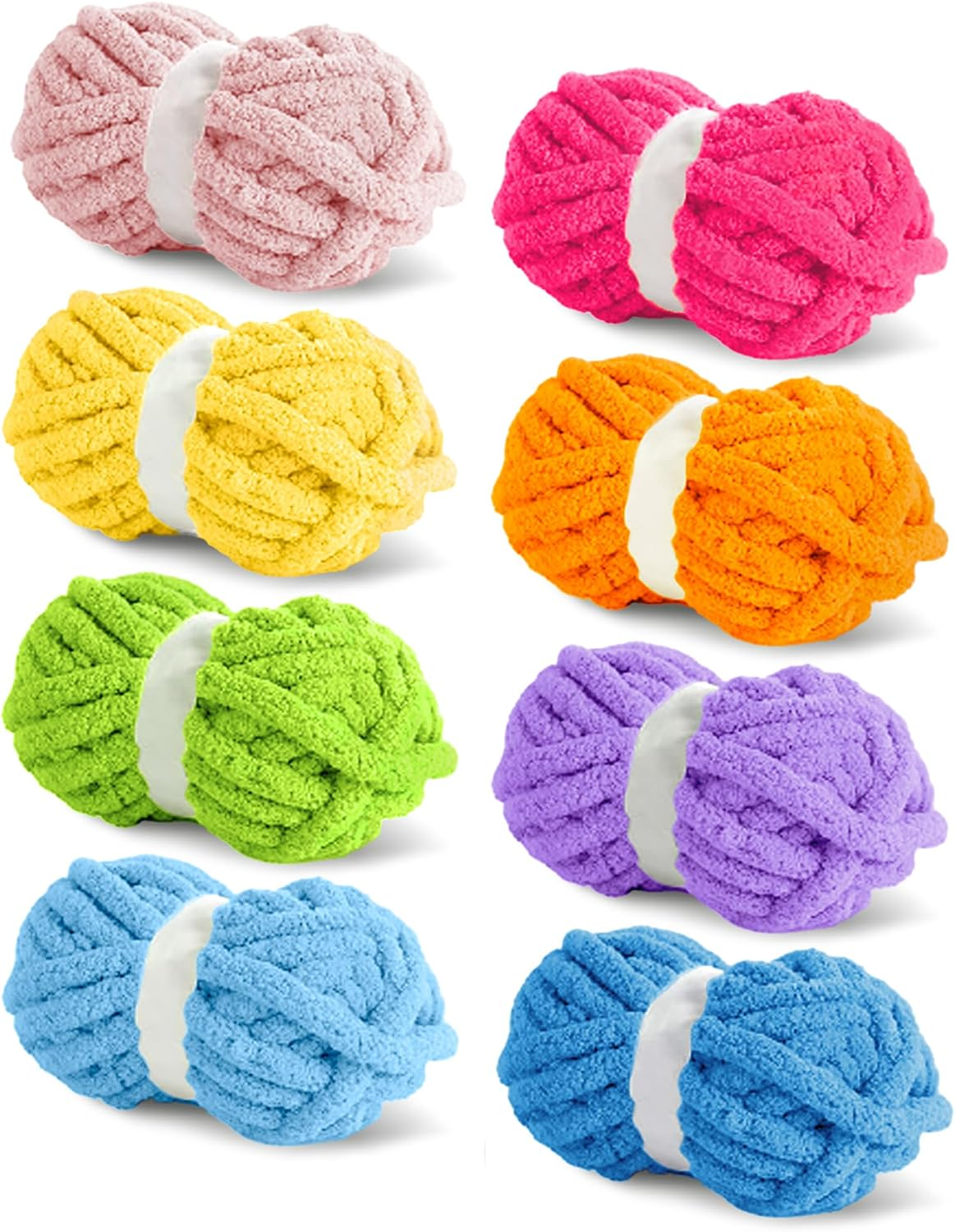 8 Pack Colorful Jumbo Chenille Blanket Yarn for Crocheting and Knitting