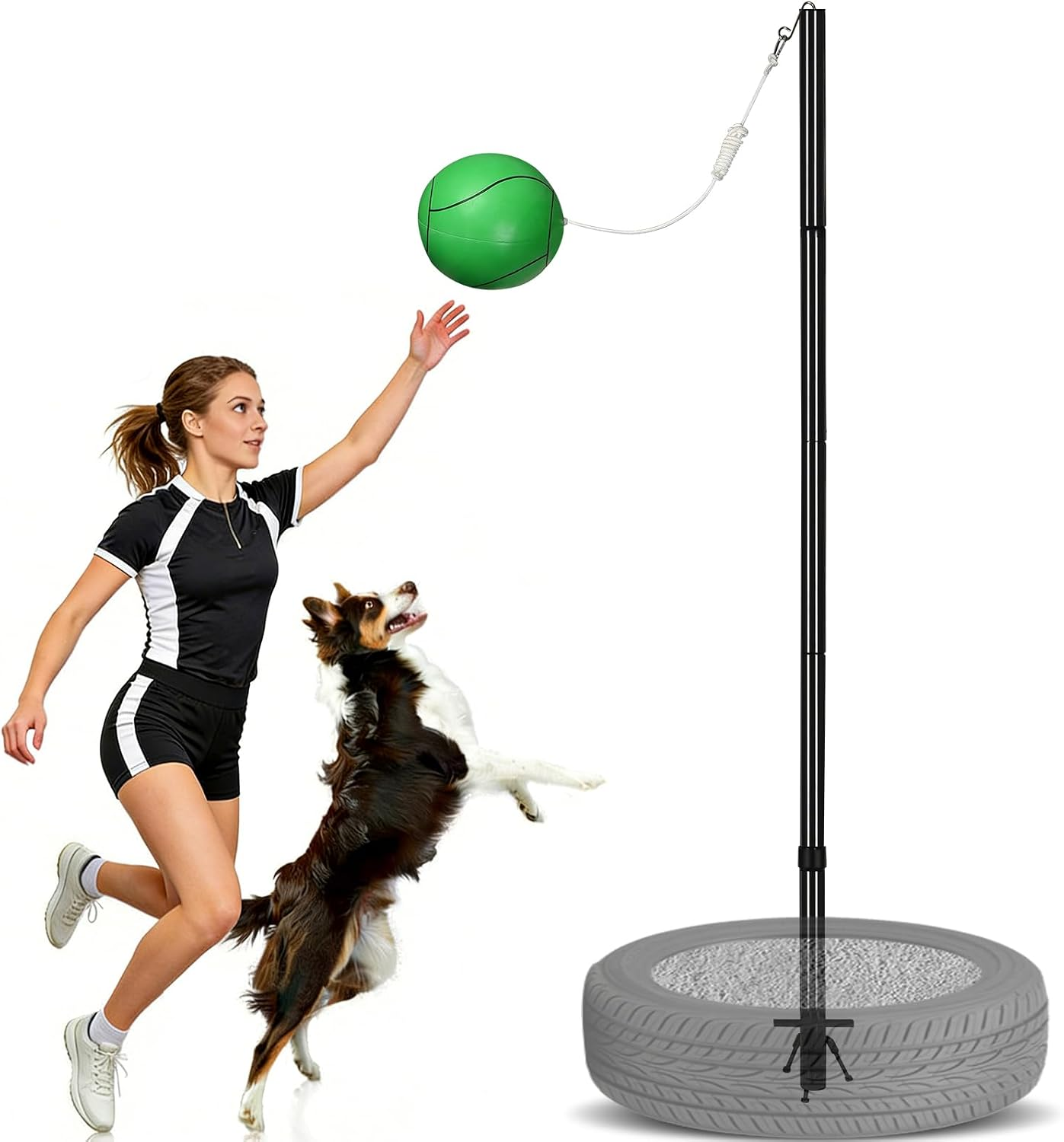 Heavy Duty Tetherball Set, Tetherball Pole and Ball Set for Outdoor Backyard, 9Ft Adjustable Height Suitable Can Meet Various Needs(Without Base)
