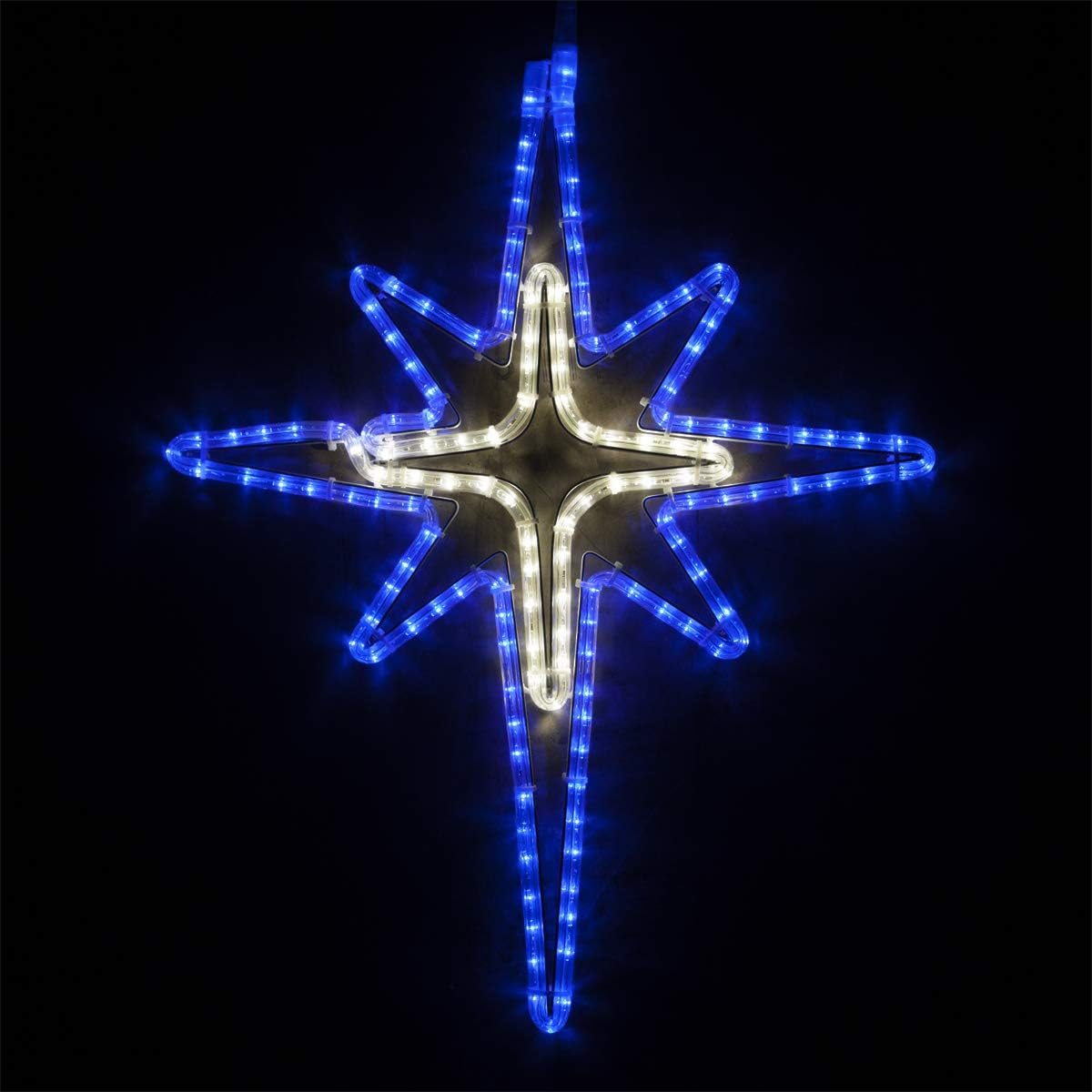 LED Star Lights Outdoor Christmas Star Christmas Outdoor Decorations LED Rope Light (28, Bethlehem Star with Cross Center, Blue/Cool White LED)