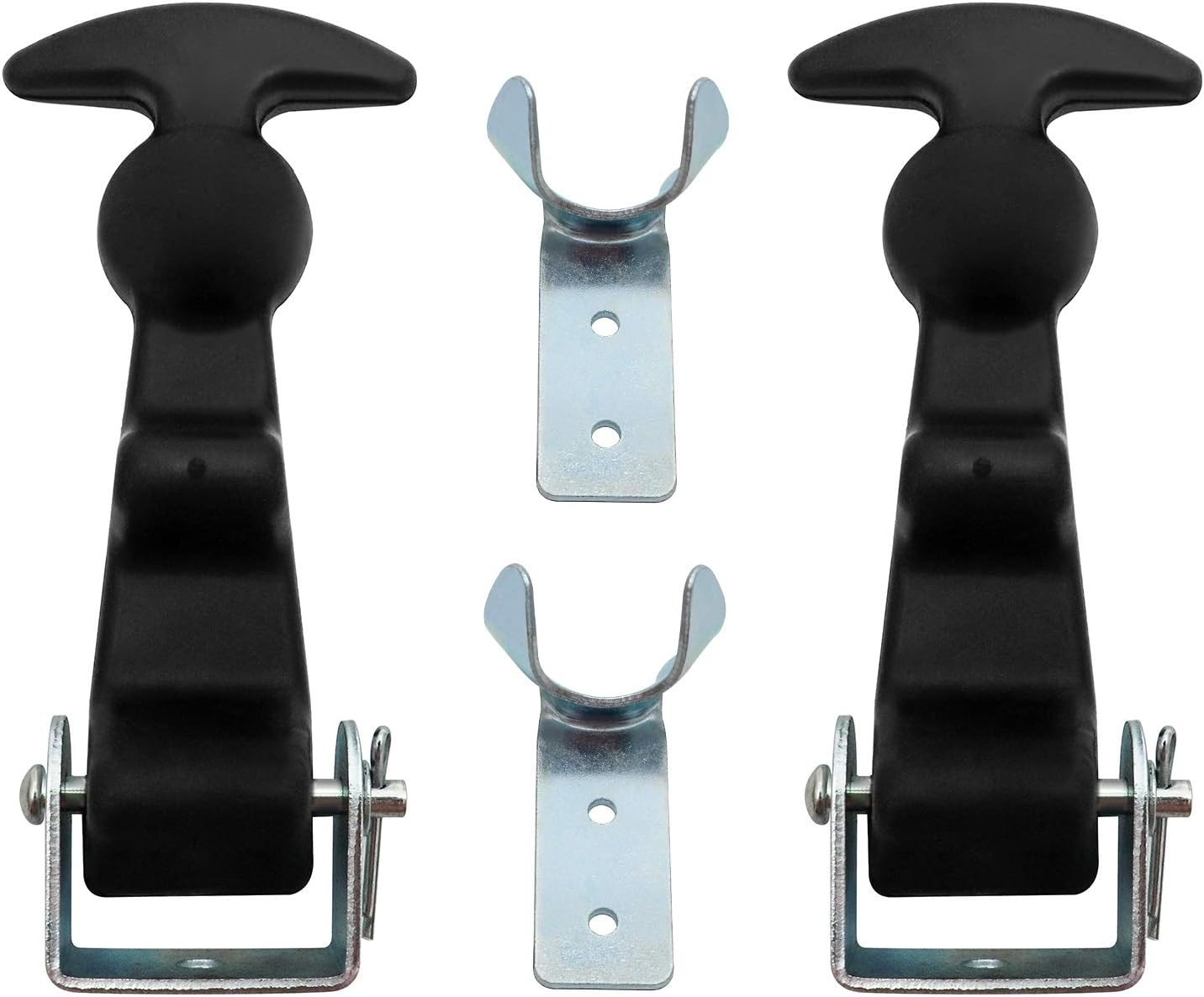 2Packs 4.7 Inch T-Handle Draw Latches with Brackets, Rubber Flexible Hood Catch T-Handle Hasp, for Tool Box, Hood, Vehicle Engine