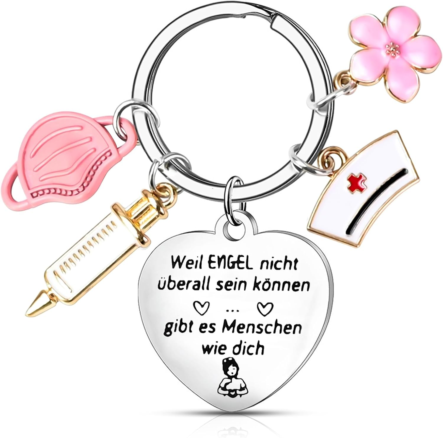 Schlüsselanhänger Krankenschwester, Edelstahl Schlüsselband Krankenschwester Geschenke Schlüsselanhänger Pflege Medizin Anhänger Arzt Nurse Accessories Für Pflegekräfte