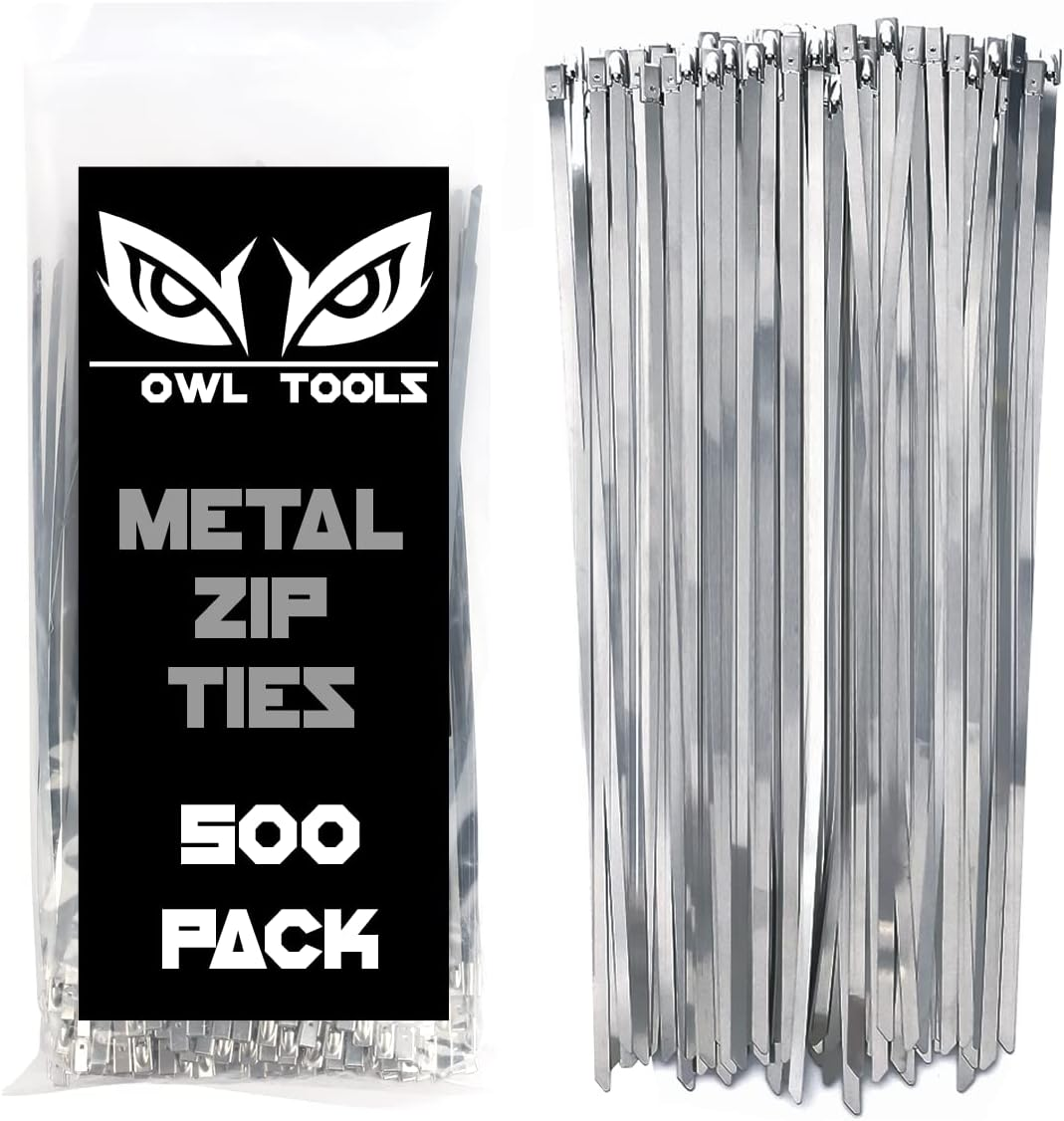 500 Pack of Stainless Steel Metal Zip Ties (Heavy Duty 11.8