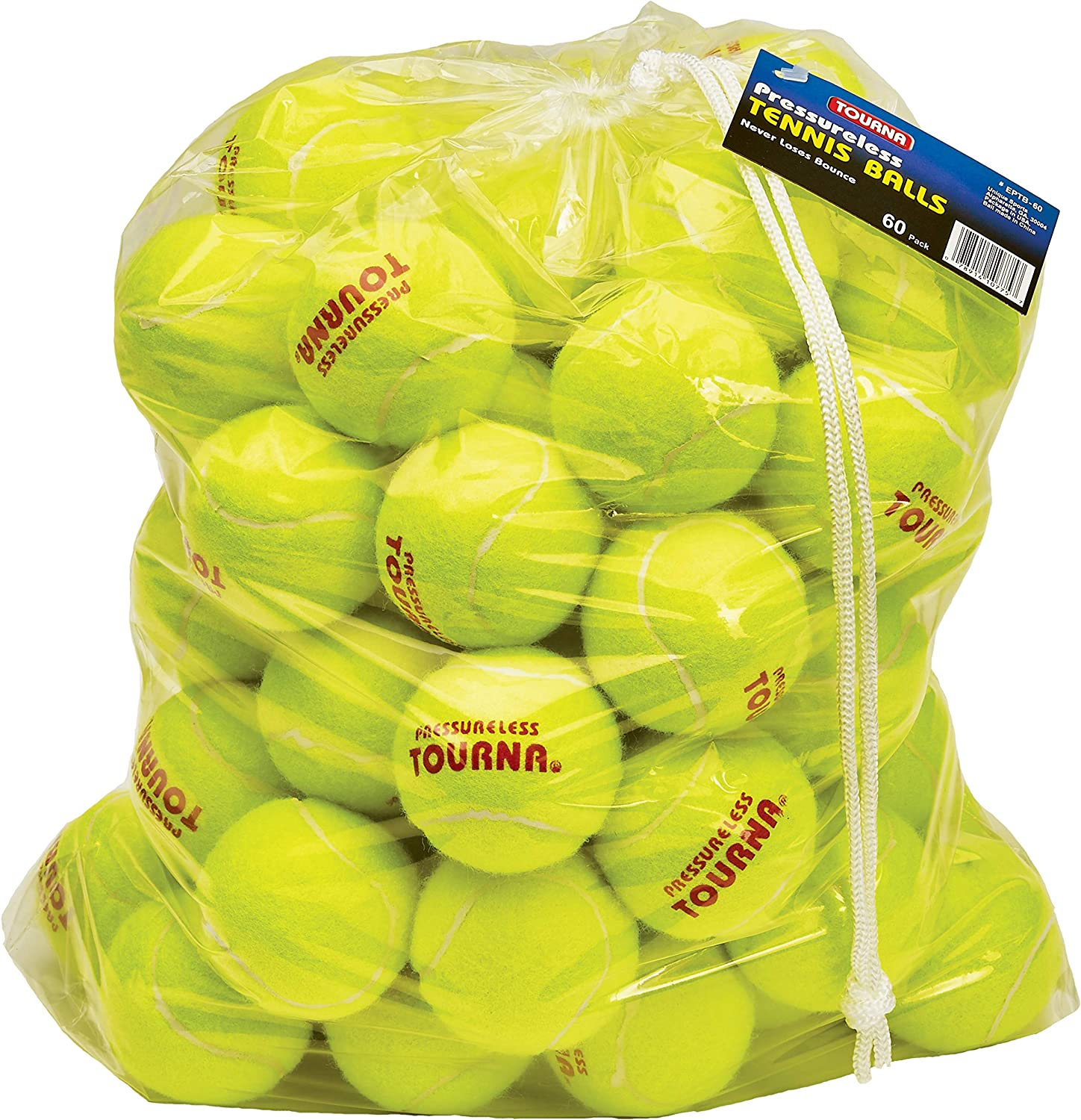 Pressureless Tennis Ball 60 Count (Pack of 1),Yellow