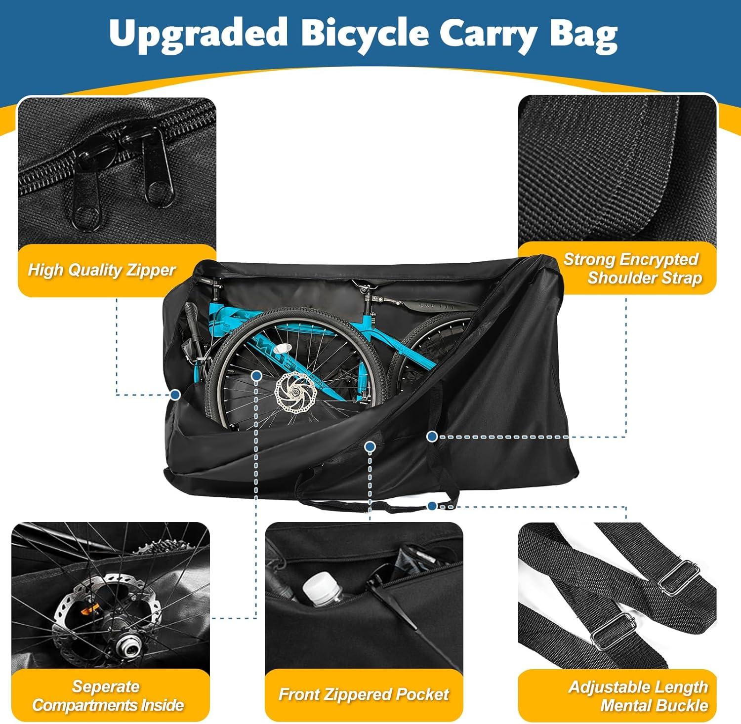 Bike Travel Bag 840D Transport Bicycle Storage Carry Portable Folding Cycling & Bicycle Bags Bike Suitcase Waterproof for Airplane Shipping