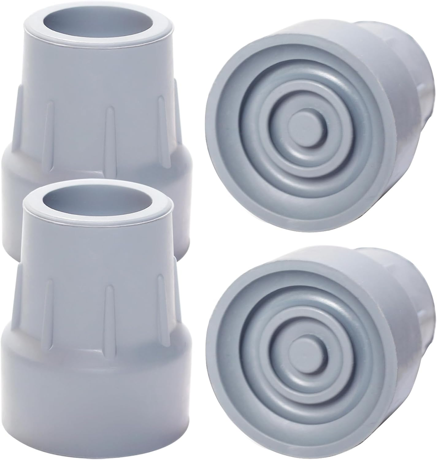 Crutch Tips, 4 Pack 1 Inch Heavy Duty Rubber Crutch Tips Replacement Rubber Cane Tips for Walkers, Commodes, Shower Chairs, Canes Leg, Gray