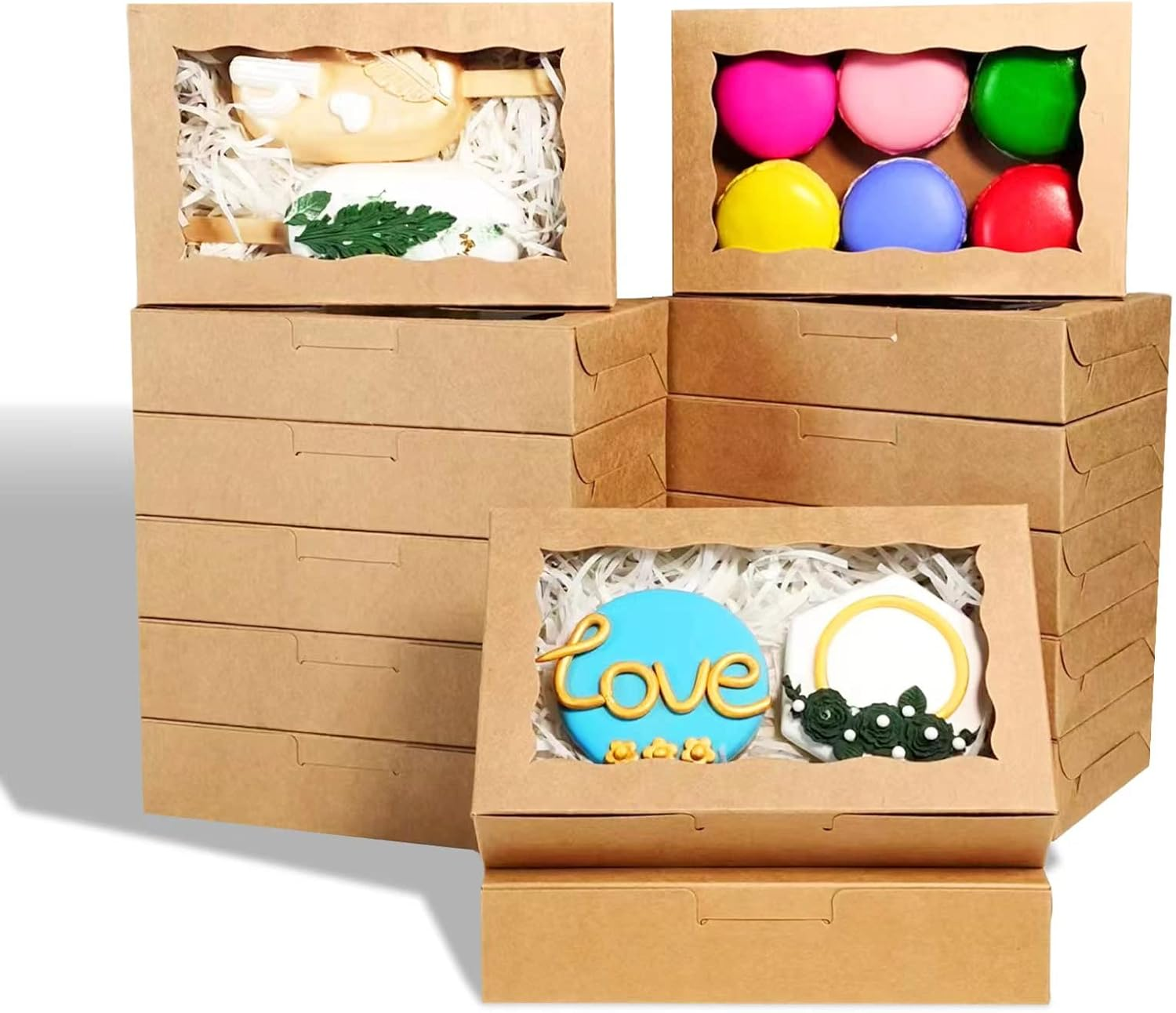 RomanticBaking 50 Pack DIY Assembly White 7 x 4 3/8 x 1½ inches Cookies Boxes... - Picture 12 of 19
