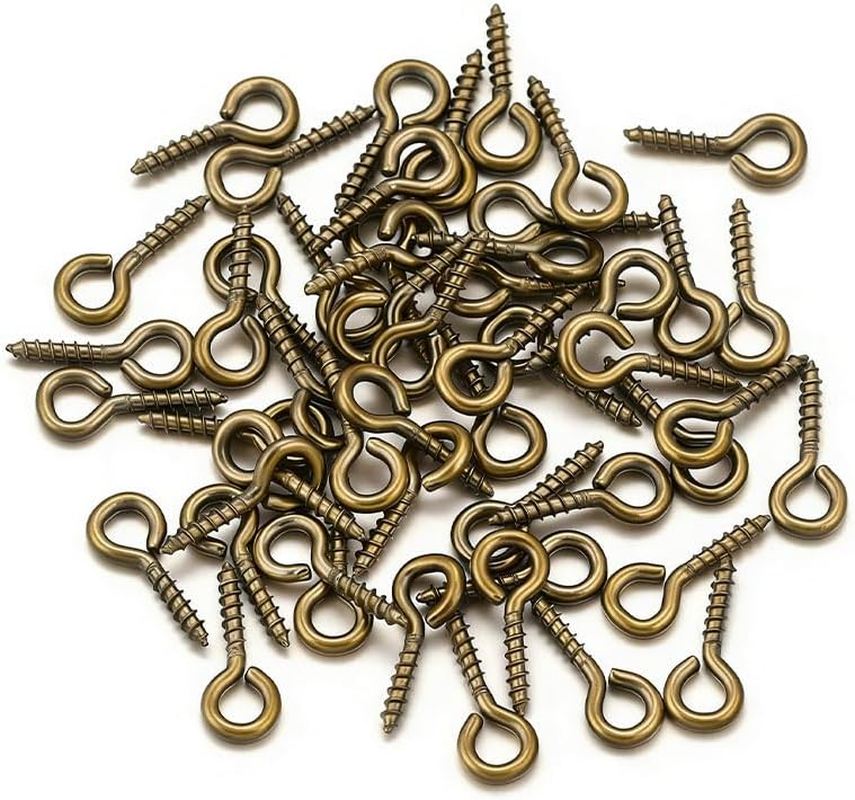 200 Pcs Mini Eyelet Screws,5 X 10Mm/ 6.5 X 13Mm Small Self Tapping Eye Pins Screws for Jewelry Making, DIY Craft, Hanging Ornaments