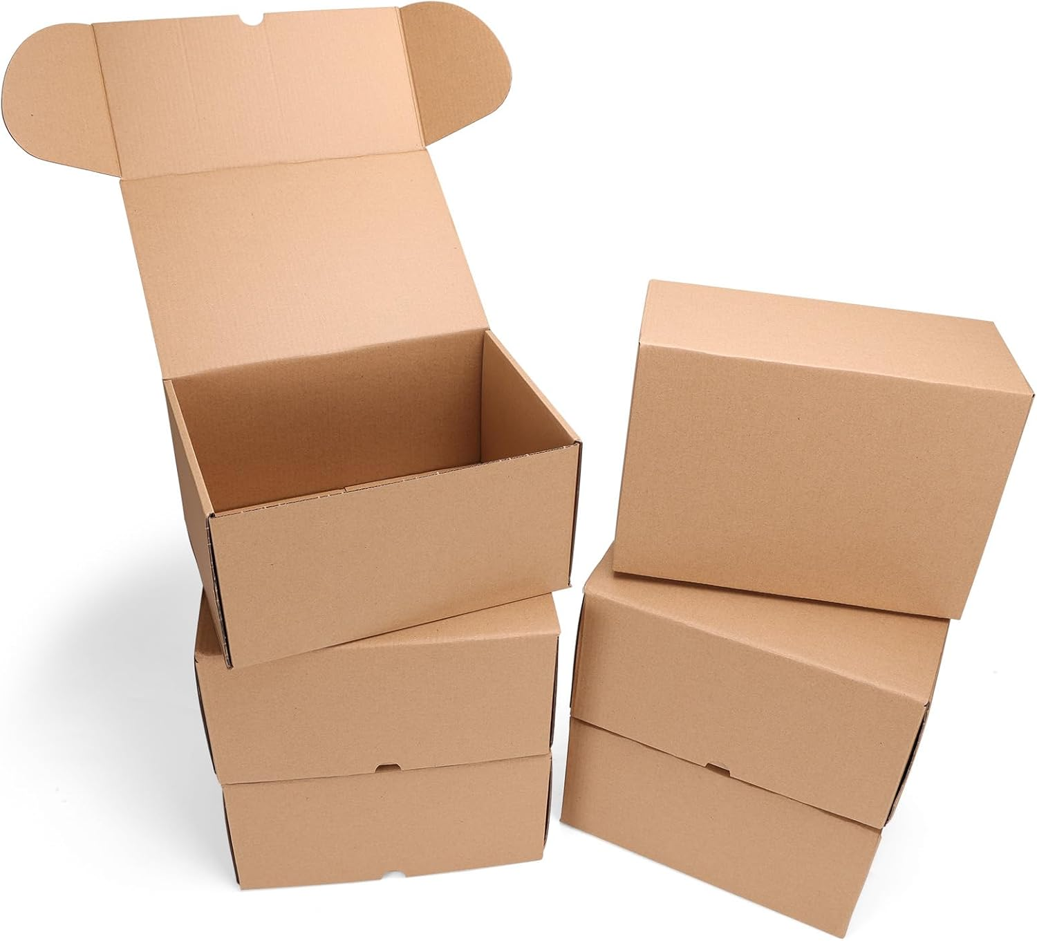 10X7X5 Inch Shipping Boxes 6 Pack Brown, Tab Lock Tuck Top Mailer Boxes for Packaging Small Business, Medium Cardboard Gift Boxes for Wrapping Mailing Present
