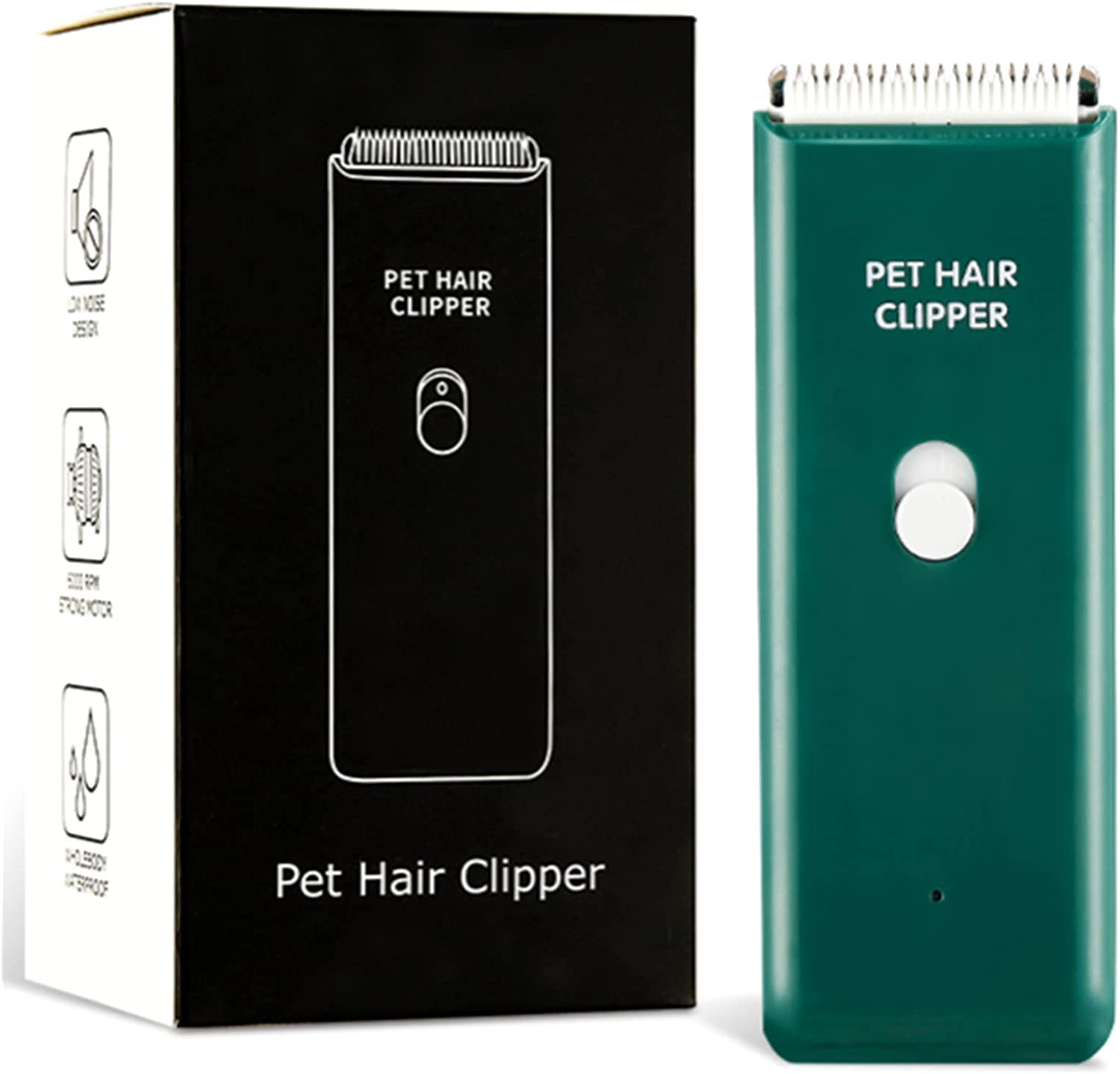 USB Rechargeable Pet Grooming Clipper, Low Noise Shaver Cordless - Green