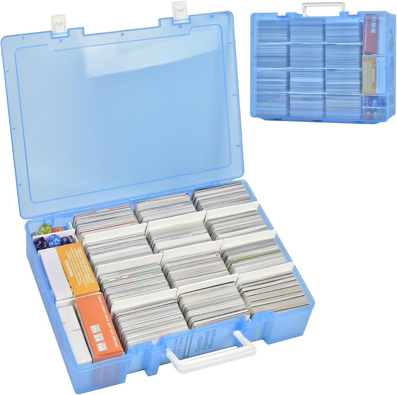 Trading Card Storage Box, 2300+ Playing Card Case Holder Organizer Compatible with PM Tcg/For Yugioh/For Cah/For Phase 10/ for Football Baseball Sports (Case Only) - Blue