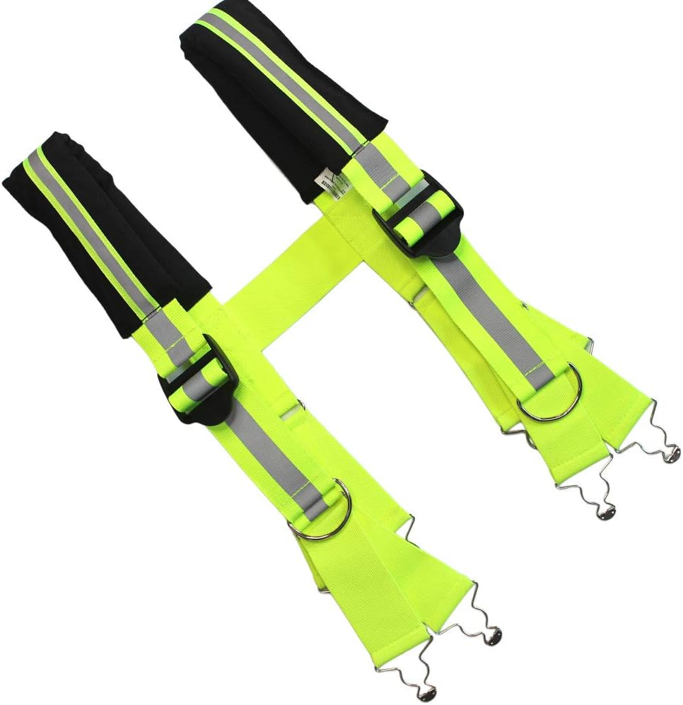 MELOTOUGH Firefighter Pant Suspenders Fire/Rescue Quick Adjust Suspenders with Reflective Strip (Black Lime Reflective)