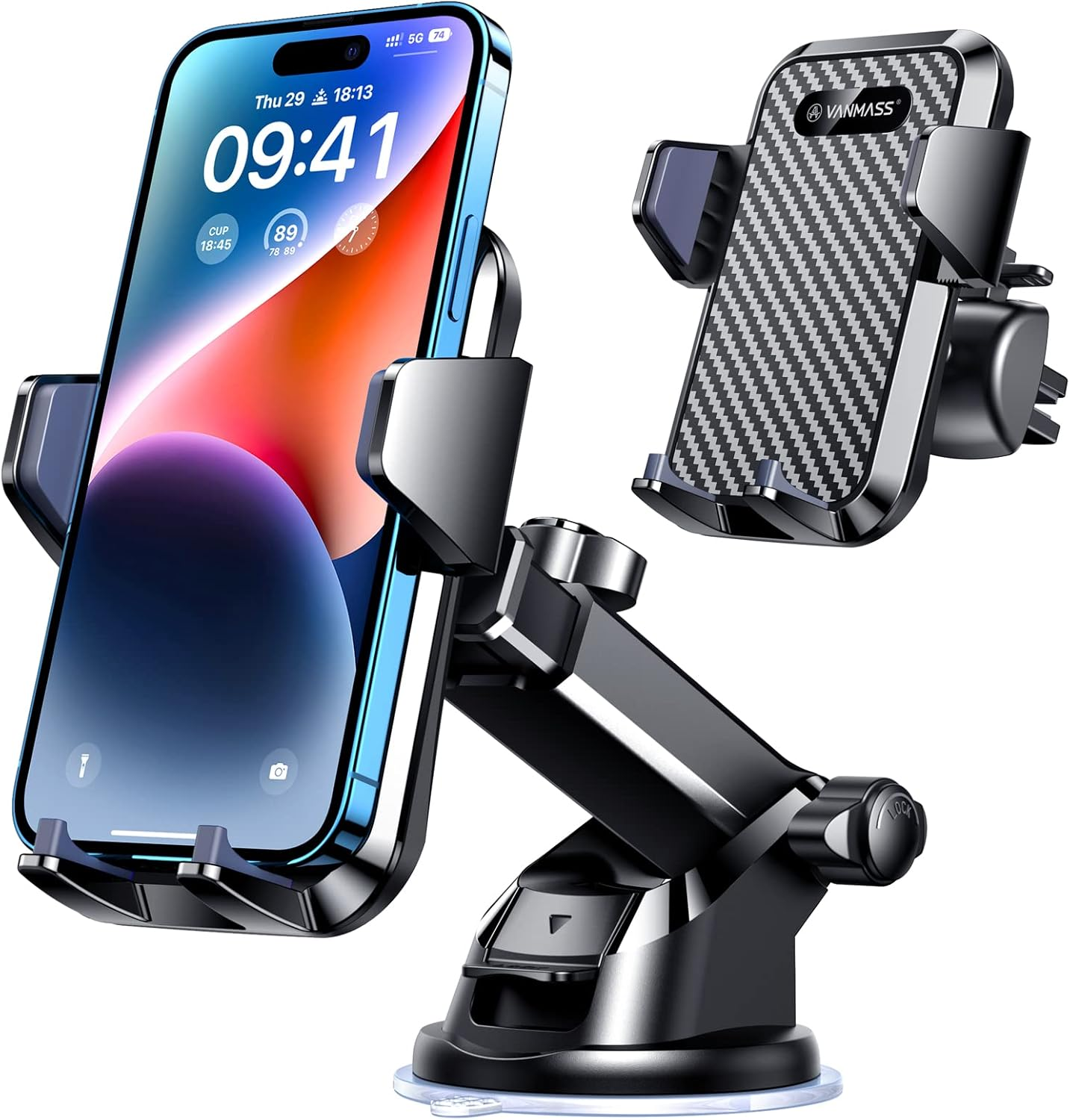 VANMASS【85+LBS Strongest Suction & Military-Grade 2026 Ultimate Car Phone Mount【Patent & Safety Certs】 Cell Phone Holder Truck for Dash Windshield Vent for Iphone 17 Pro Max Automobile Accessory Kits