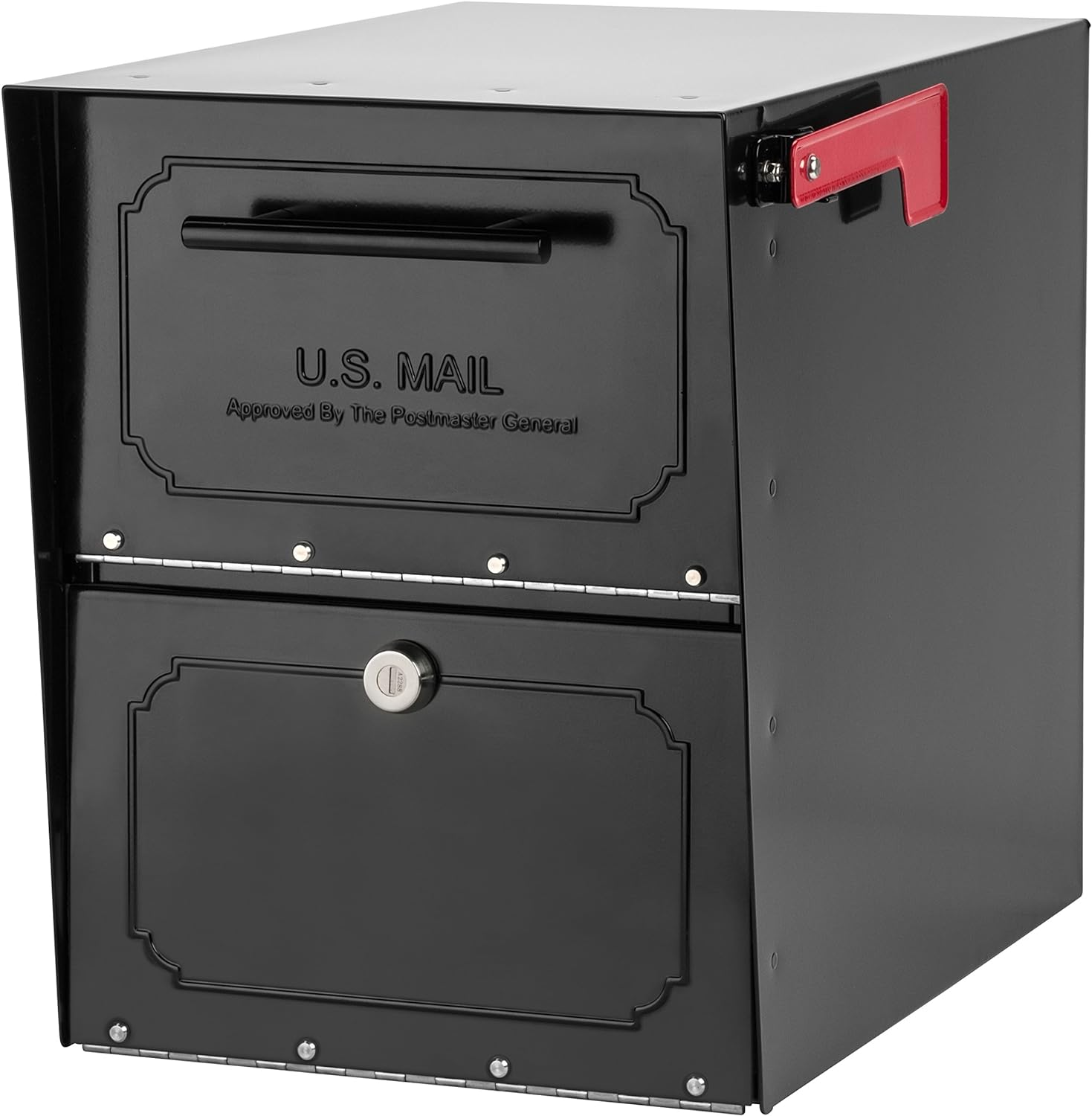 6200B-10 Oasis Classic Locking Post Mount Parcel Mailbox with High Security Reinforced Lock,Black,18.00 X 15.00 X 11.50 Inches