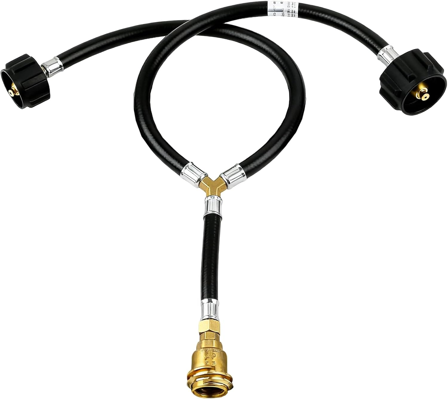 MCAMPAS Propane Y Splitter Hose Adapter - Dual Tank Two Way QCC1 Regulator Inlet & POL/QCC1 Exit Brass Valves for 5 Lb - 20 Lb Tank, Grills, Fire Pit, Pizza Oven, Camping & Tailgating