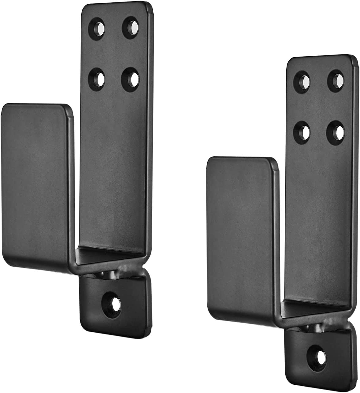 Door Barricade Brackets, 2 Pack Drop Open Bar Holder for Home Security, 2x4 Bar Brackets Prevent Unauthorized Entry, Carbon Steel,Black