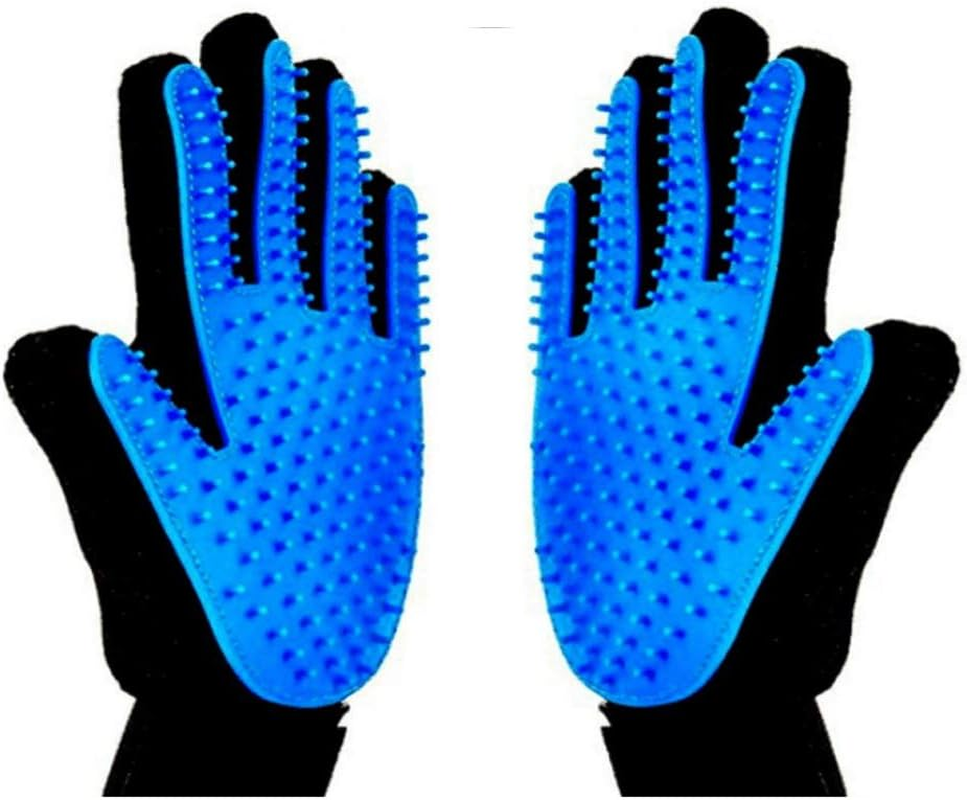 2 guantes cepillo para mascotas pelo corto largo perros gatos caballos azul