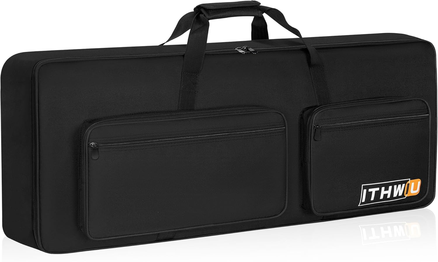 Padded 8Mm Shockproof 61 Keys Keyboard Case Electric Piano Keyboard Gig Bag Well Protection with Adjustable Straps and 4-Pocket for Keyboard Accessaries, Black（Interior Size:40.6”×15.7”×5”）
