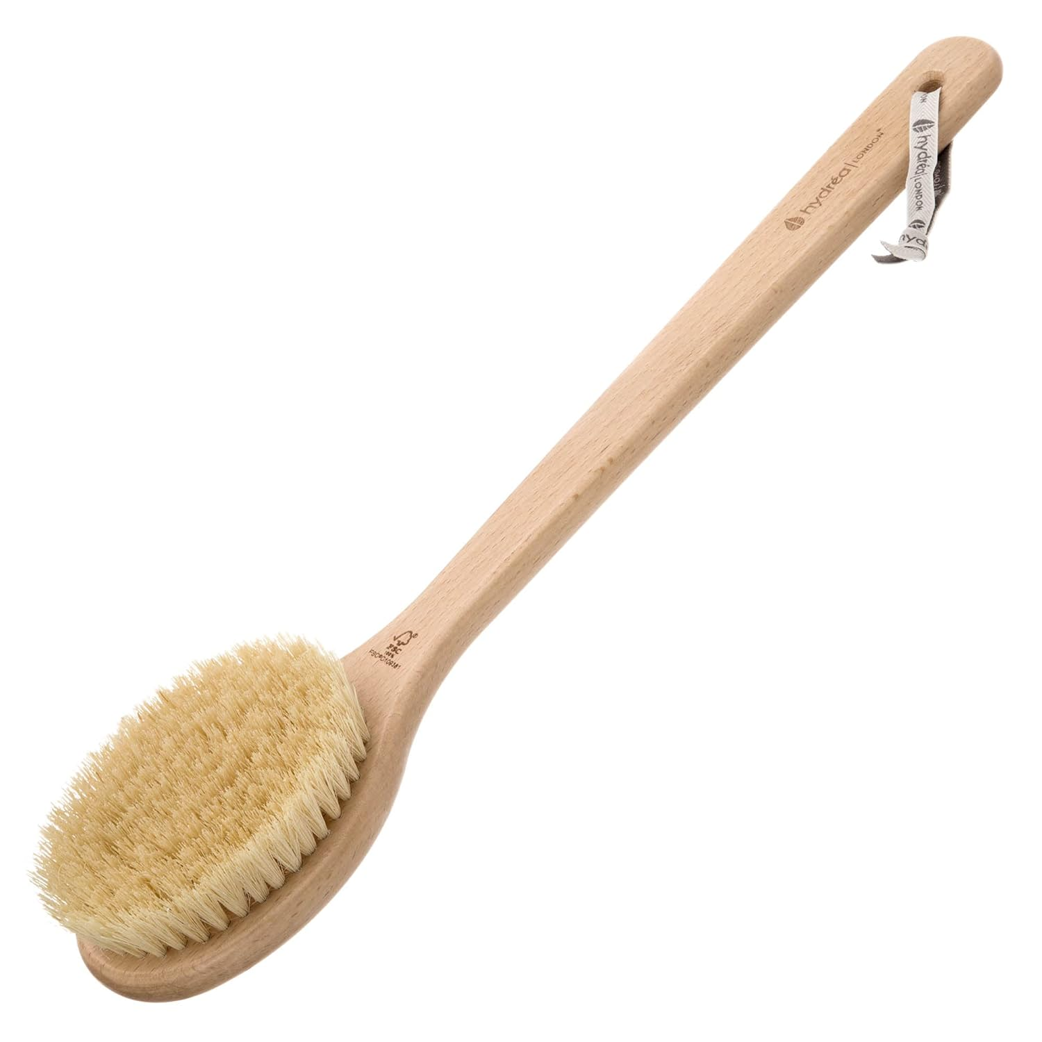 Dry Body Brush Long Handled Exfoliating Skin Brush with Vegan Cactus Bristle, Dry Brush Cellulite Remover, Exfoliating Body Scrubber, Improve Lymphatic Drainage FSC® Certified Beechwood.