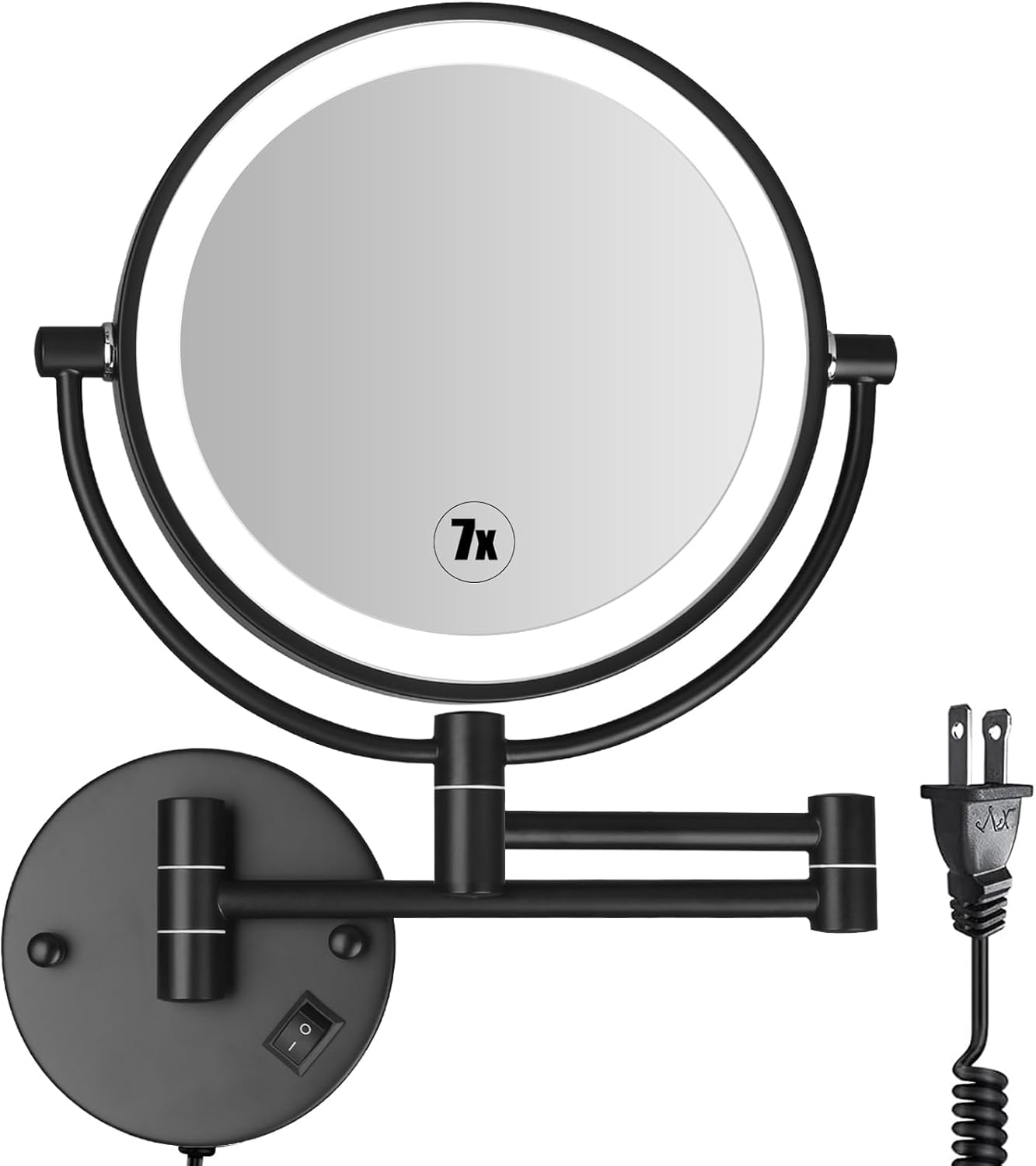 Wall Mounted Lighted Makeup Mirror with Magnification 7X/1X, 8Inch Double Sid... - Picture 10 of 14
